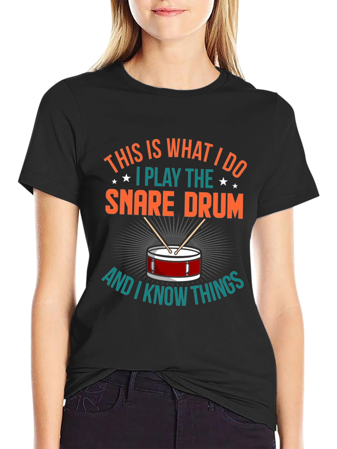 Camiseta Negra con Diseño de Batería