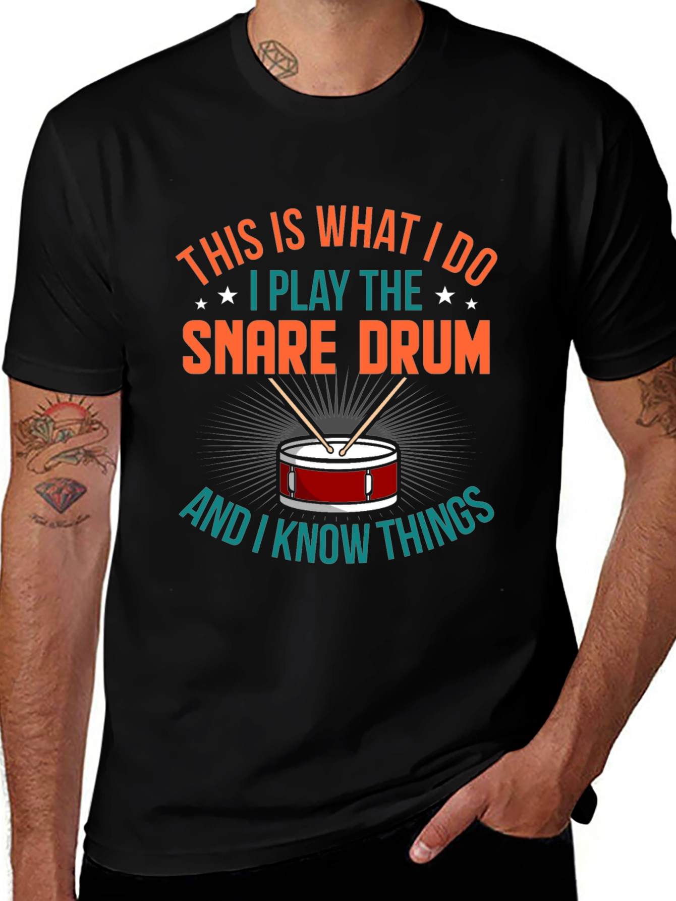 Camiseta Negra con Diseño de Batería