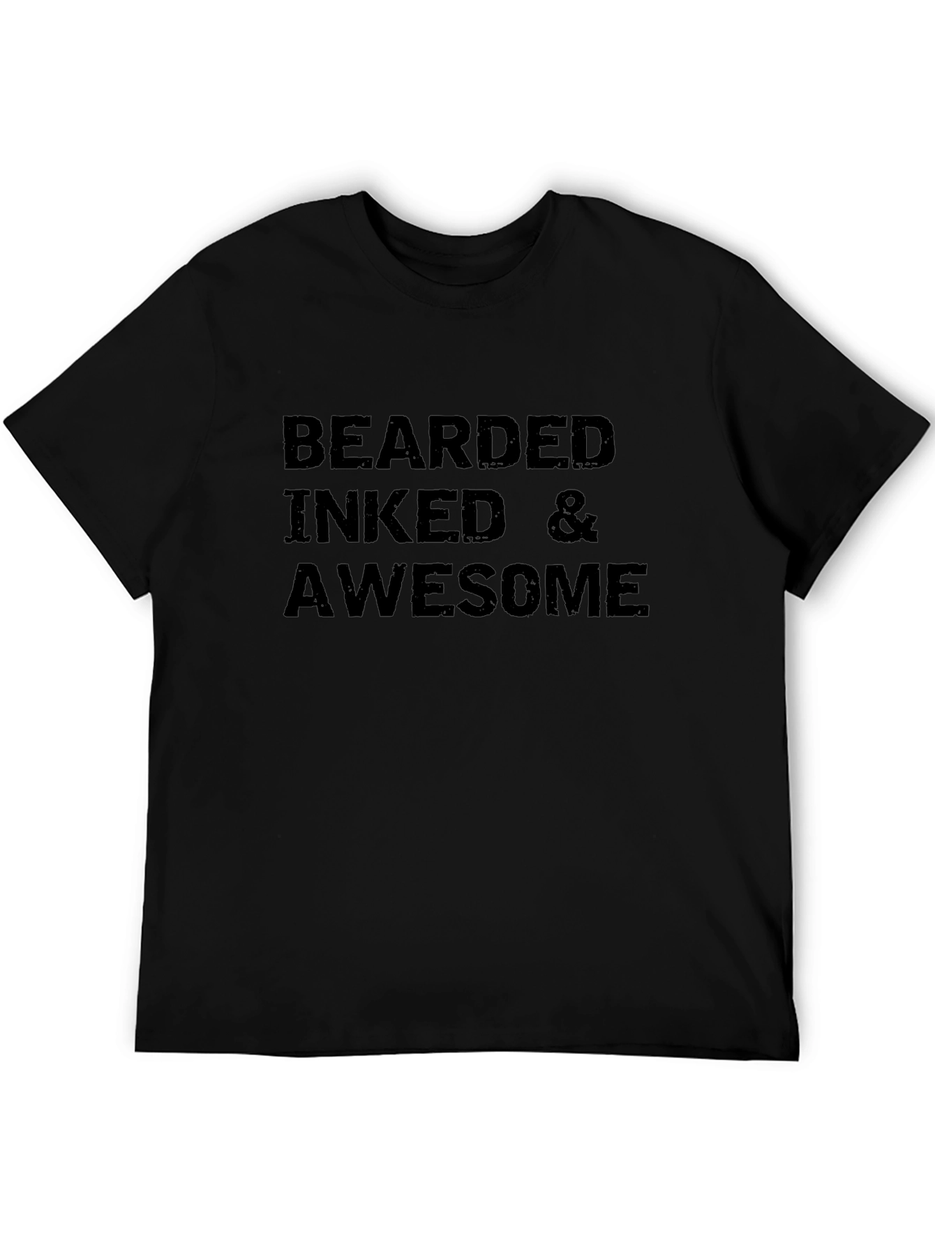 Camiseta Negra: Bearded Inked & Awesome