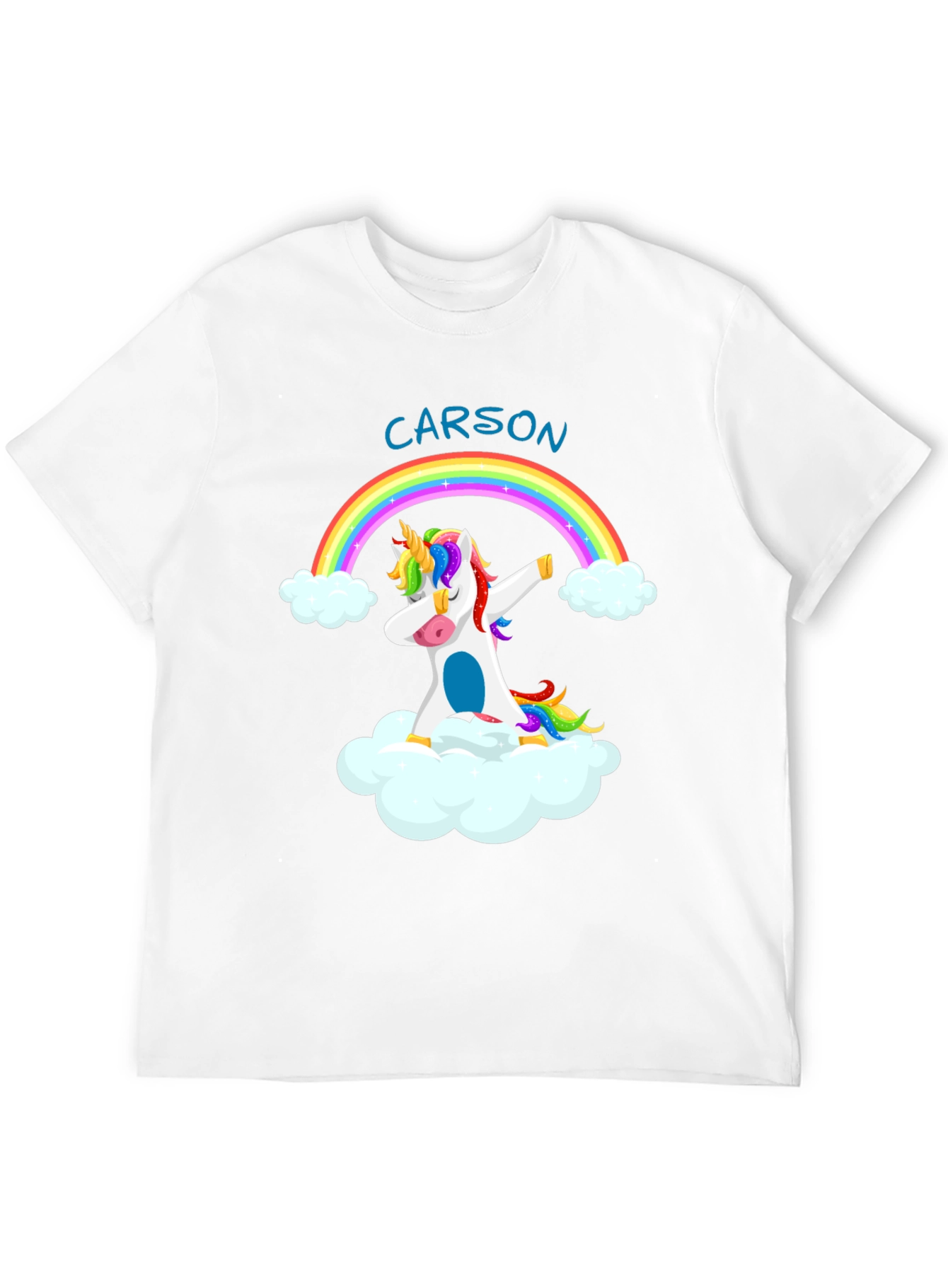 Camiseta Negra Unicornio Arcoíris Personalizada
