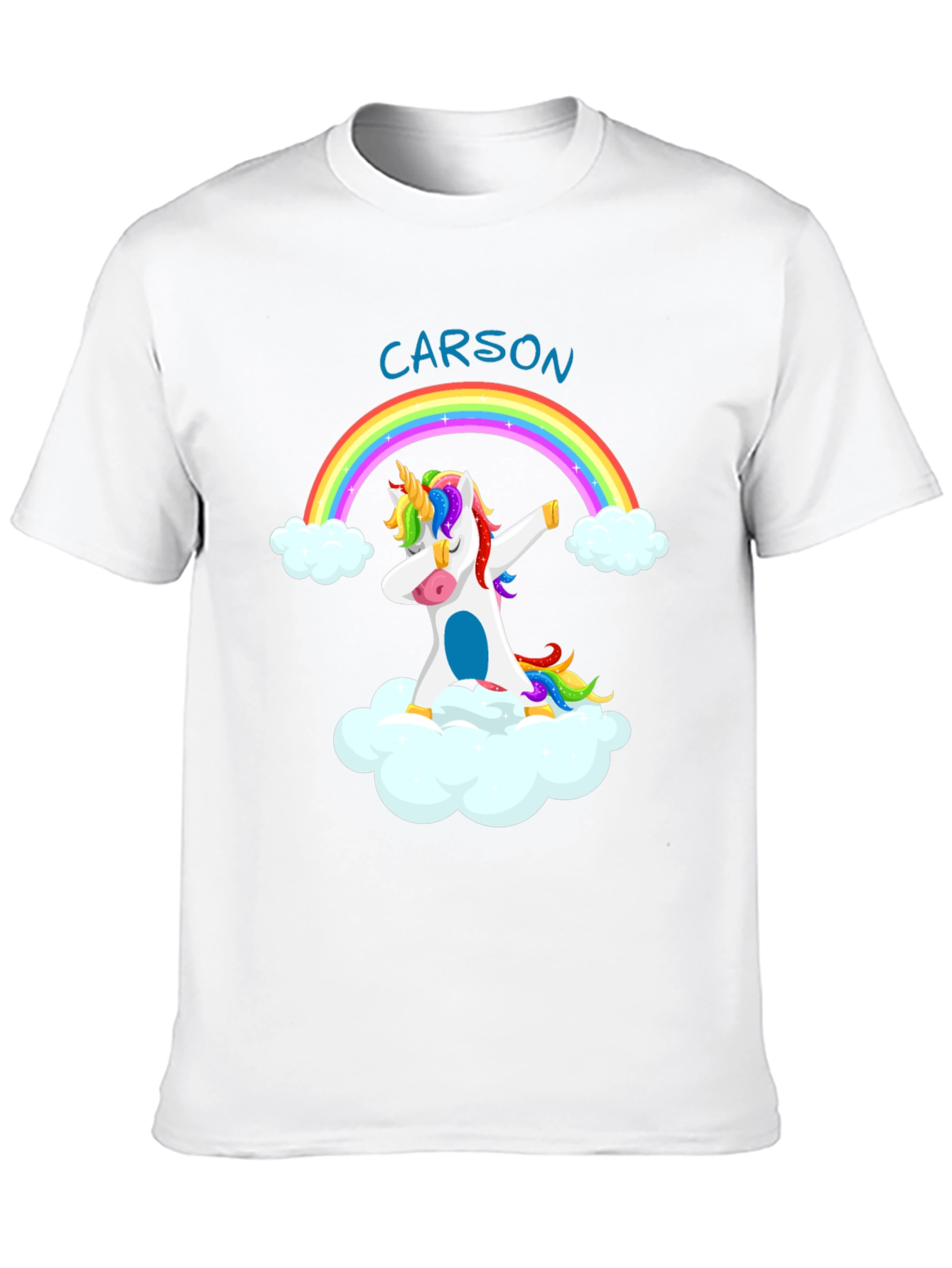 Camiseta Negra Unicornio Arcoíris Personalizada
