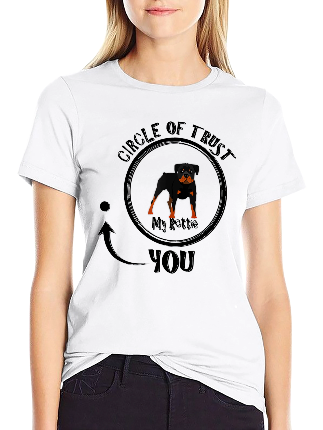 Camiseta Negra Círculo de Confianza Rottweiler
