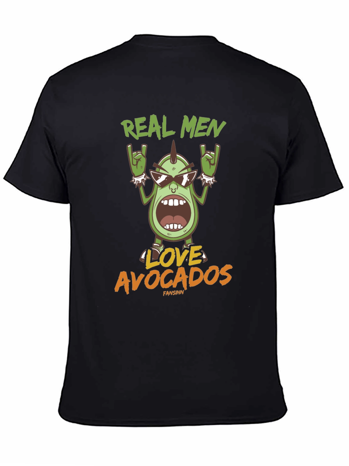 Camiseta Hombre Negra Aguacate Rockero