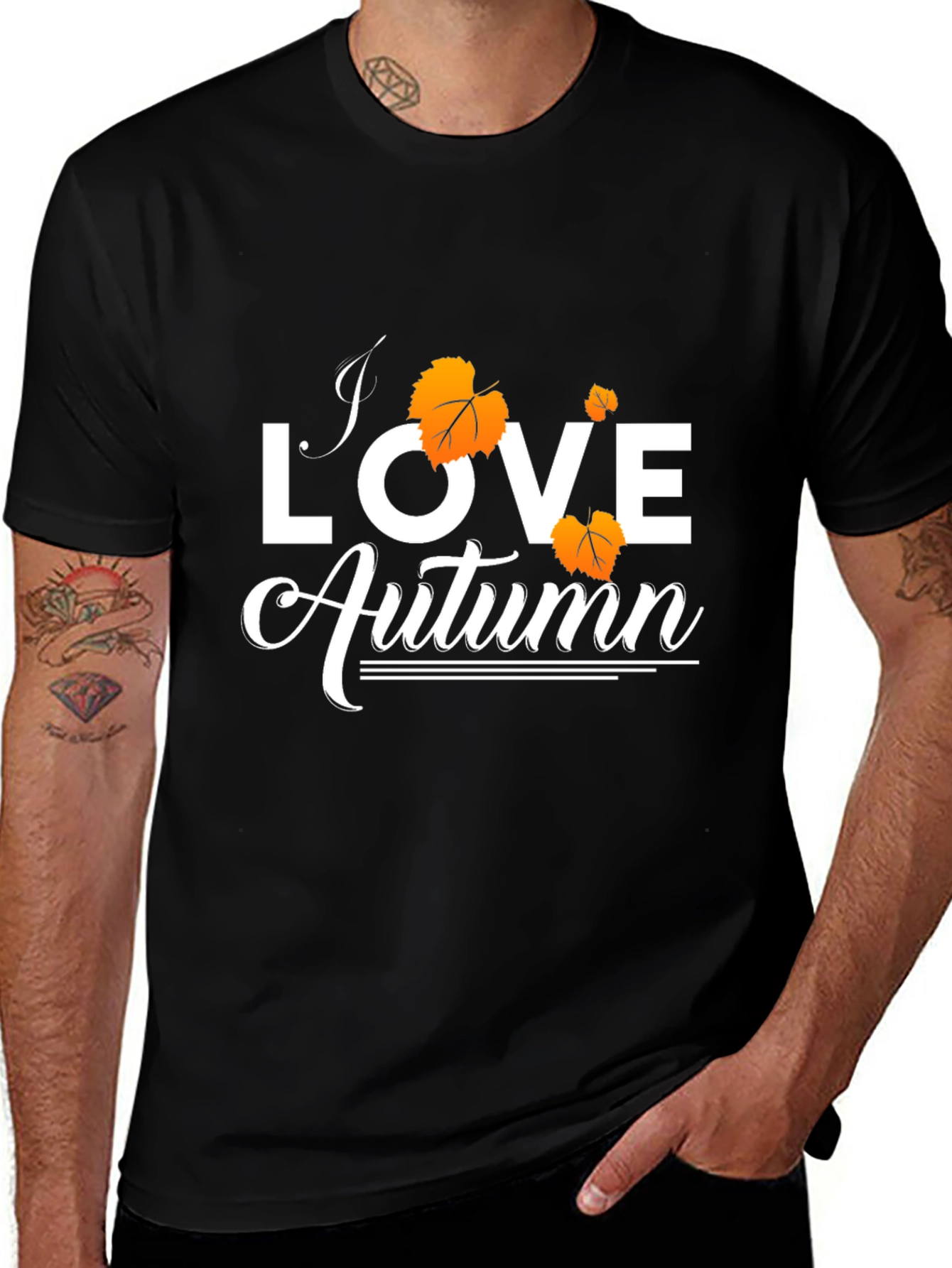 Camiseta Negra Amo el Otoño para Hombre