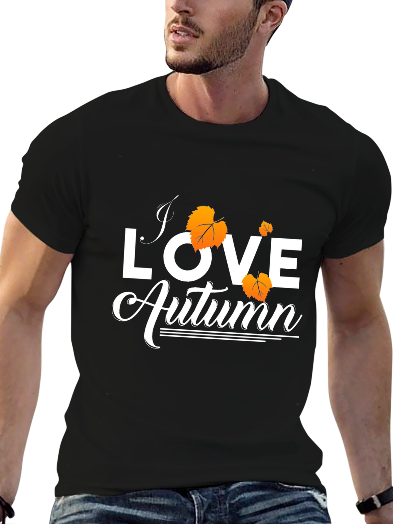 Camiseta Negra Amo el Otoño para Hombre