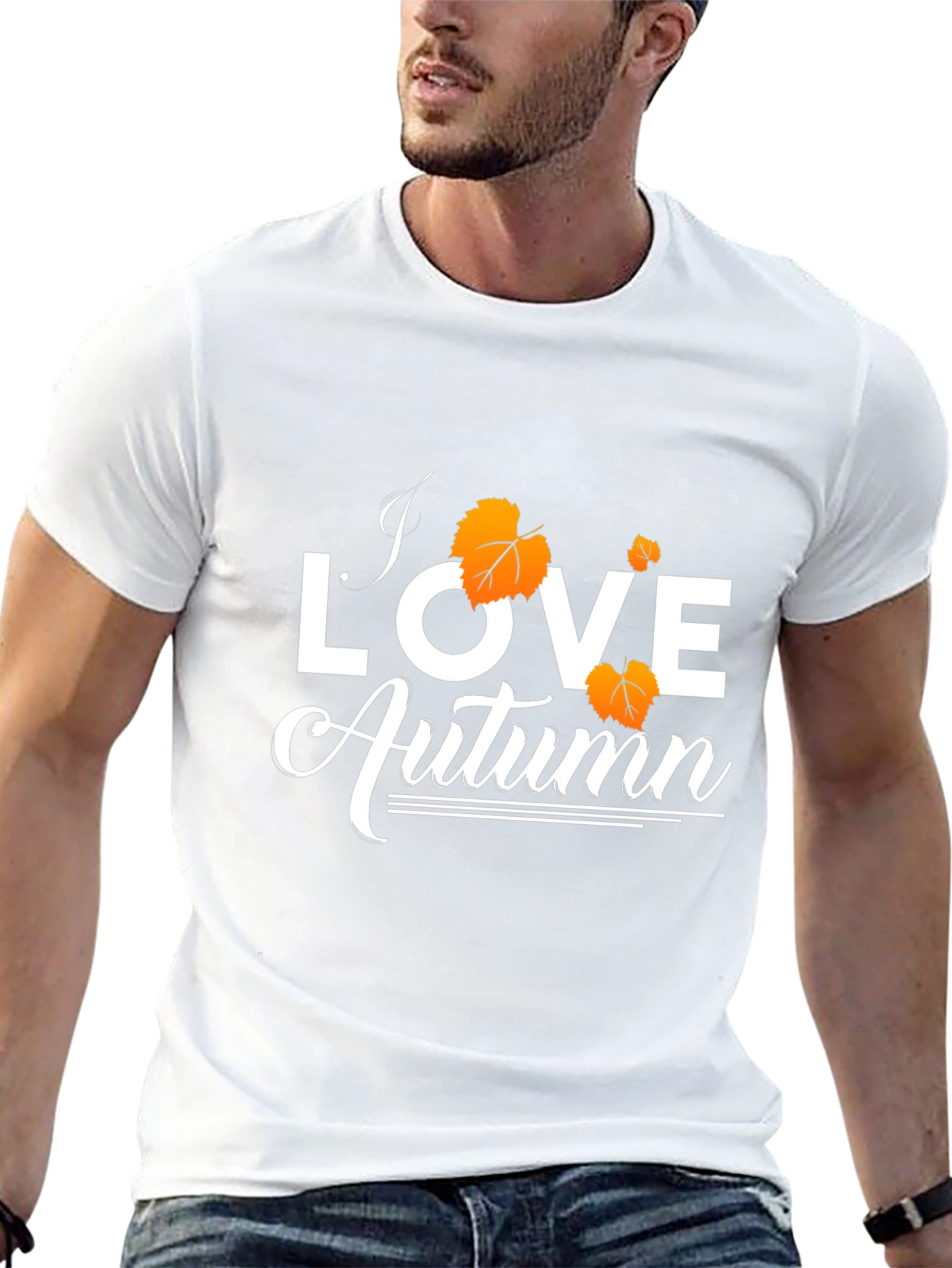 Camiseta Negra Amo el Otoño para Hombre