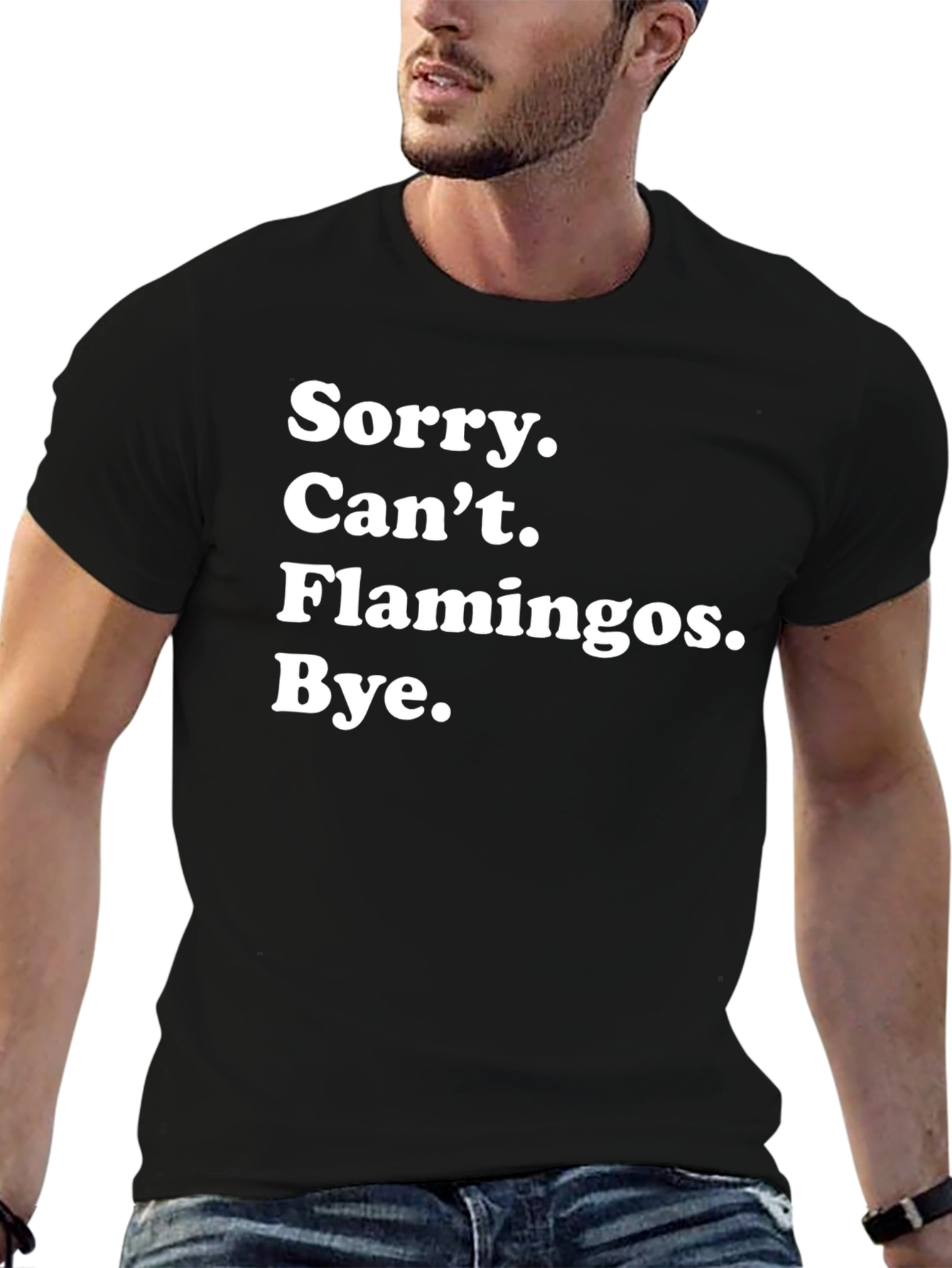 Camiseta Negra: Sorry Cant Flamingos Bye.