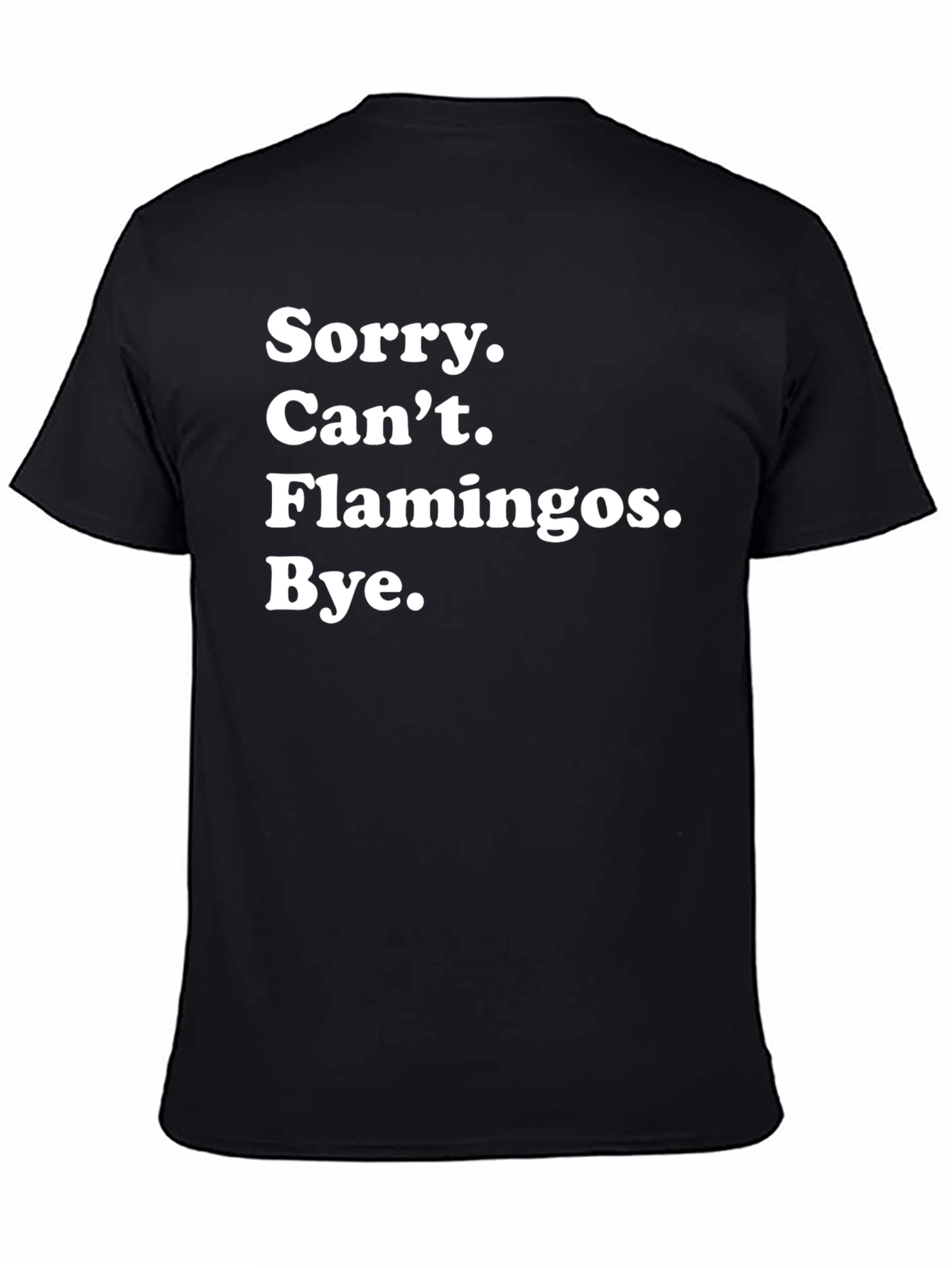 Camiseta Negra: Sorry Cant Flamingos Bye.