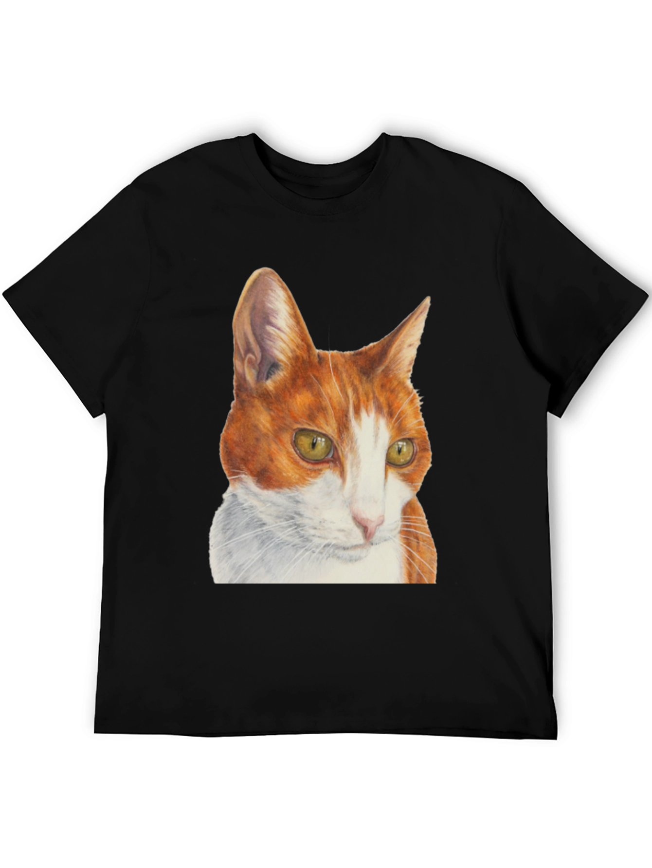 Camiseta Hombre con Diseño de Gato Naranja