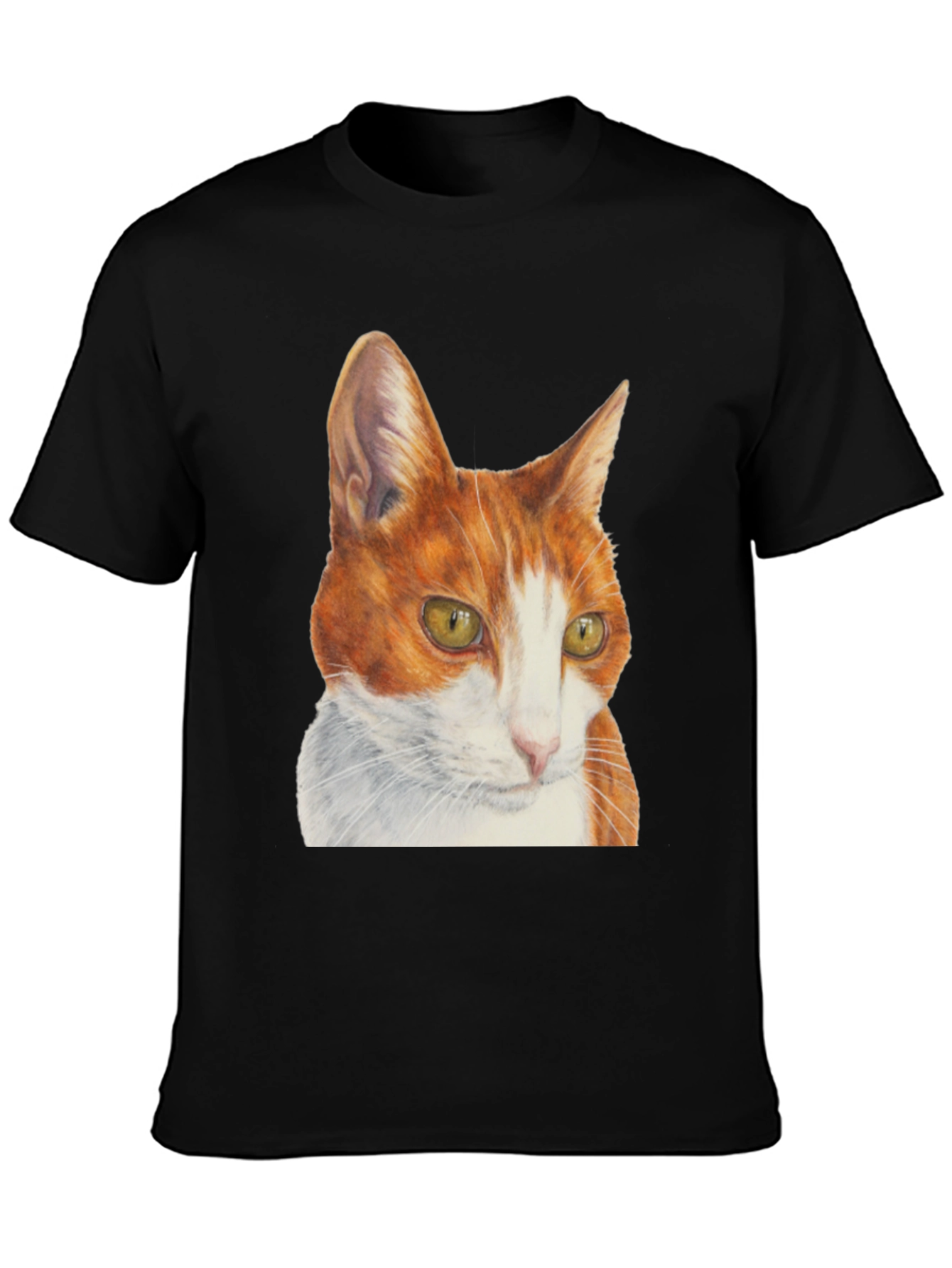 Camiseta Hombre con Diseño de Gato Naranja