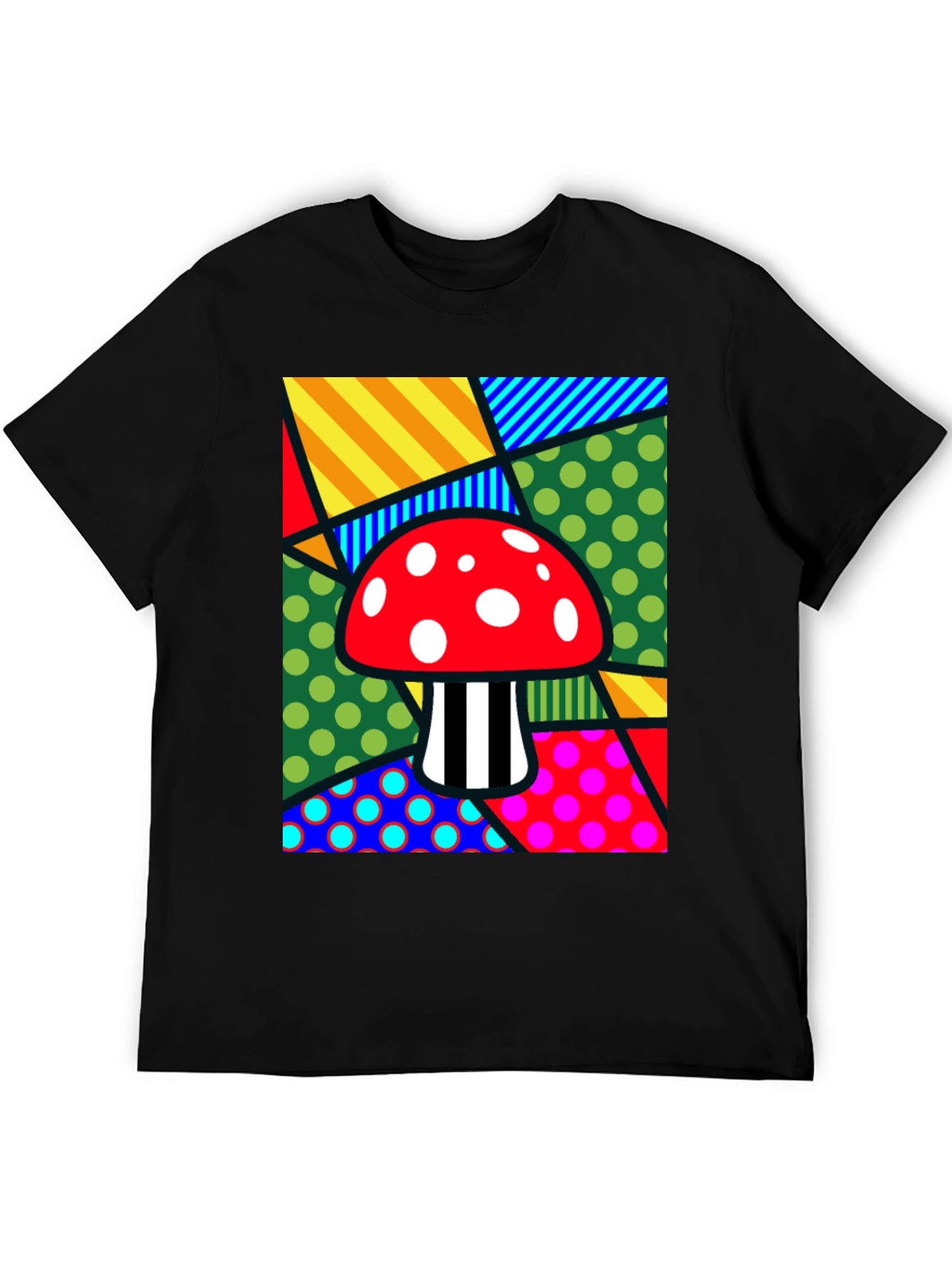 Camiseta Negra con Diseño de Hongo Psicodélico