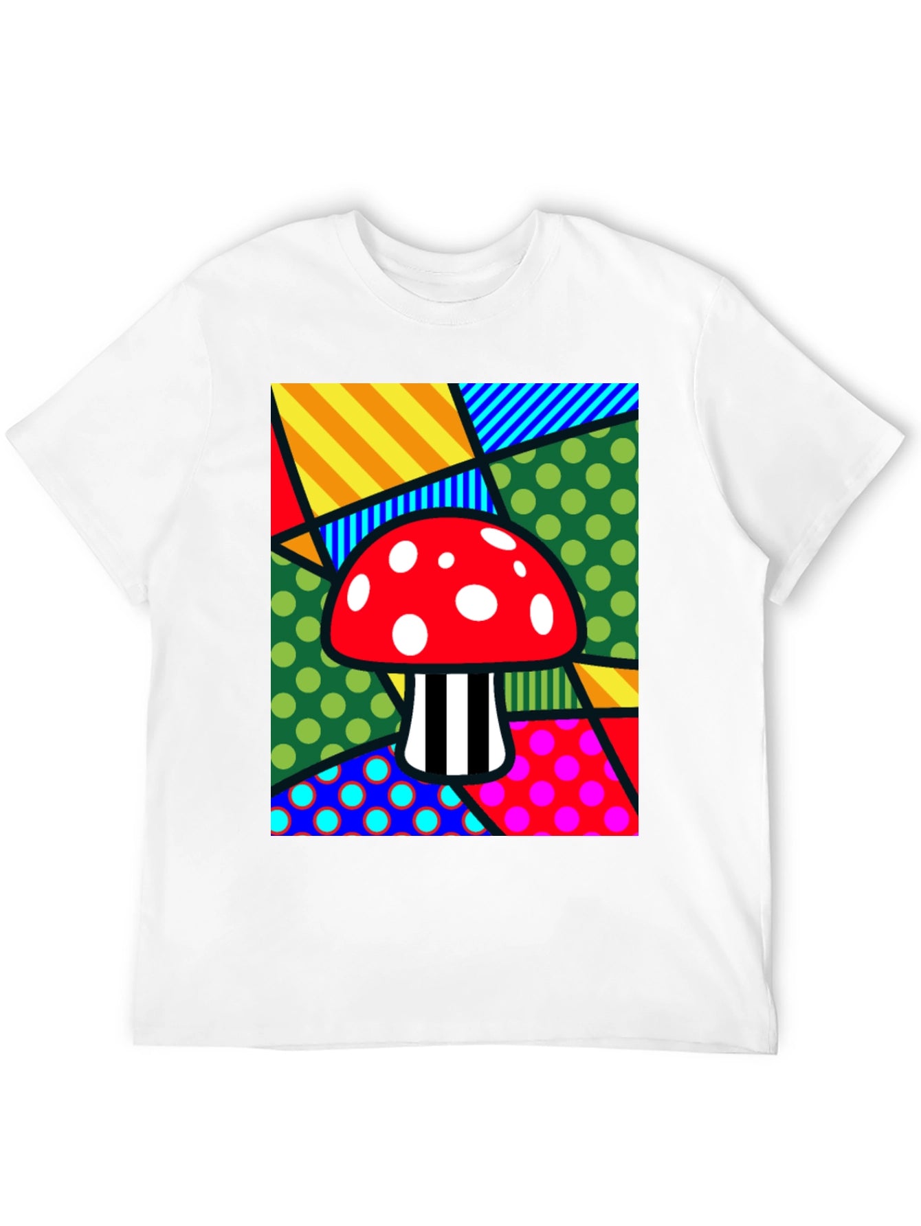 Camiseta Negra con Diseño de Hongo Psicodélico