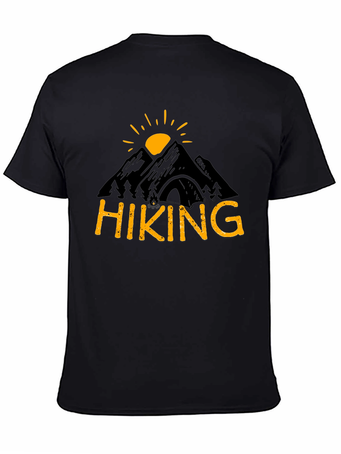 Camiseta Hombre Negra Diseño Senderismo Montaña