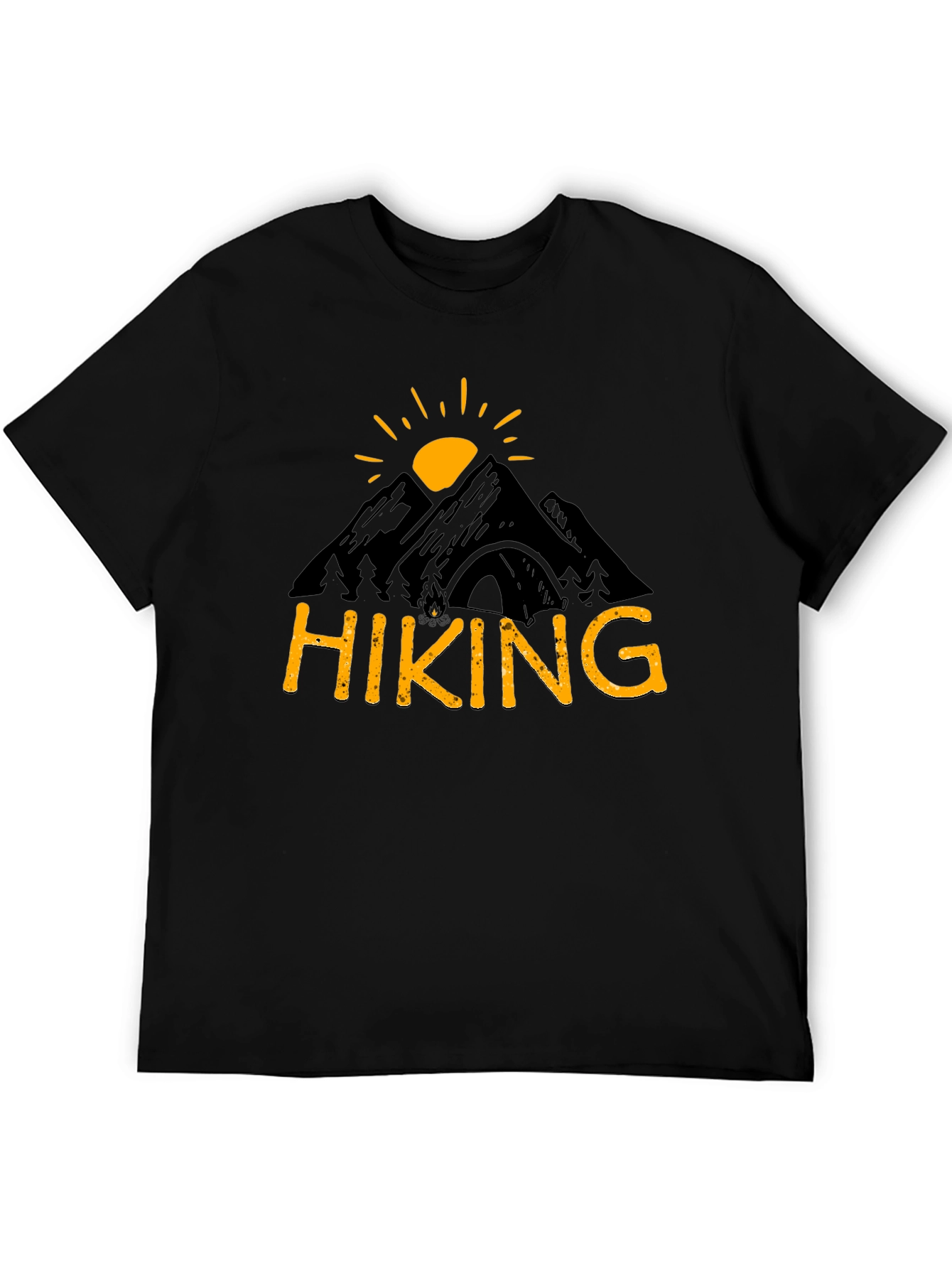 Camiseta Hombre Negra Diseño Senderismo Montaña