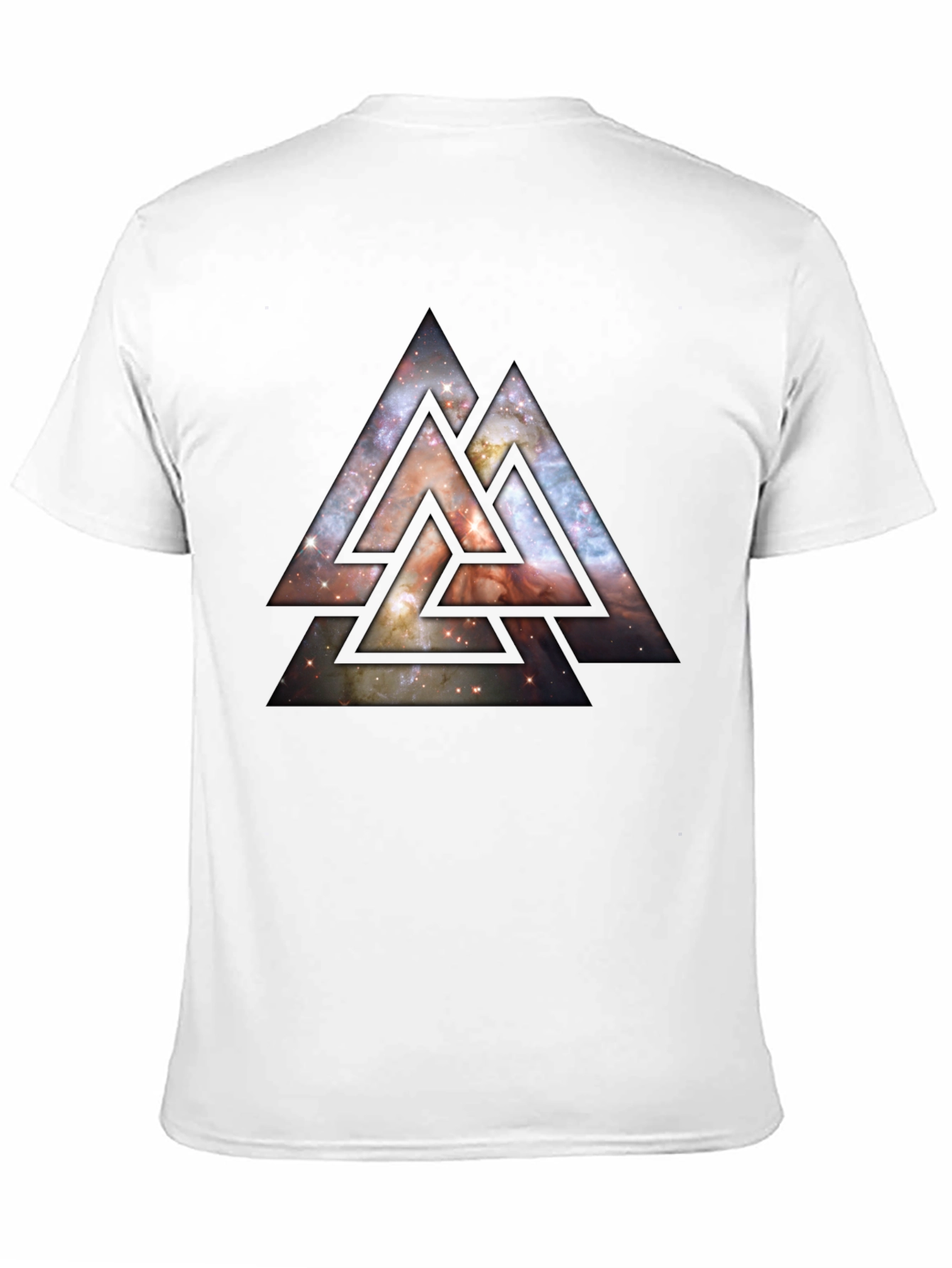 Camiseta Hombre Negra Diseño Triángulos Cósmicos