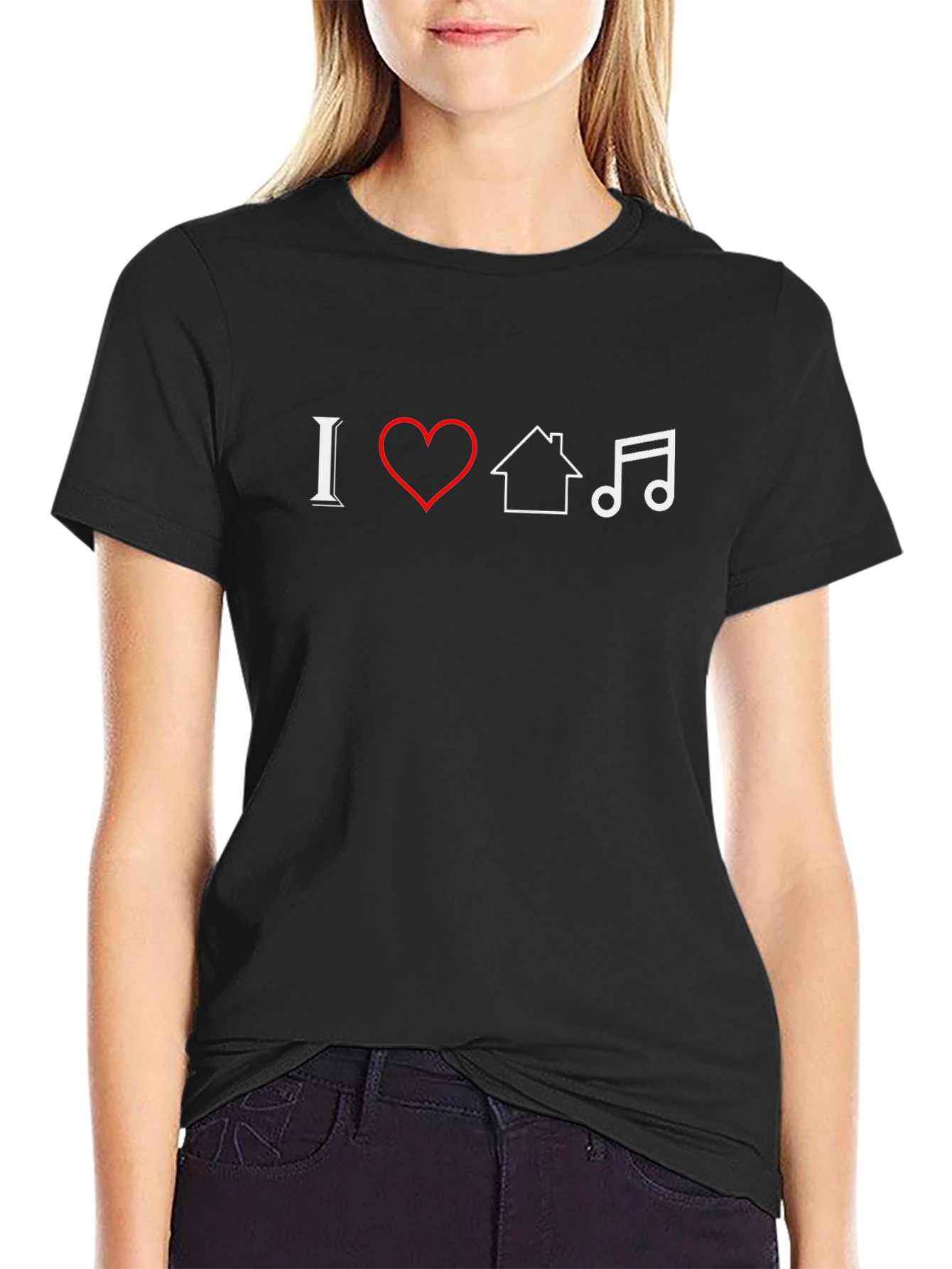 Camiseta Negra I ❤️ House Music Diseño Único