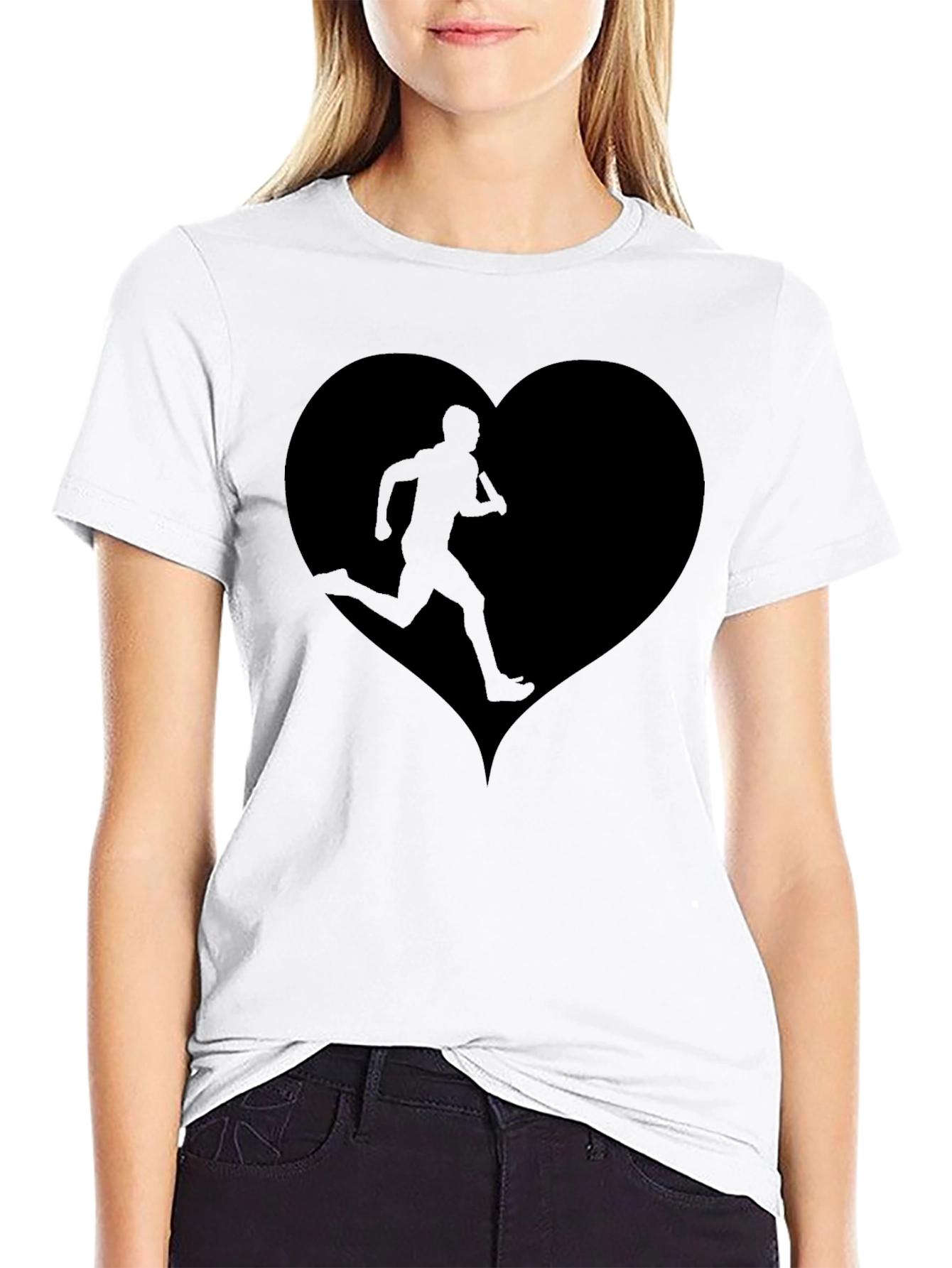 Camiseta Negra Corazón Running para Hombre