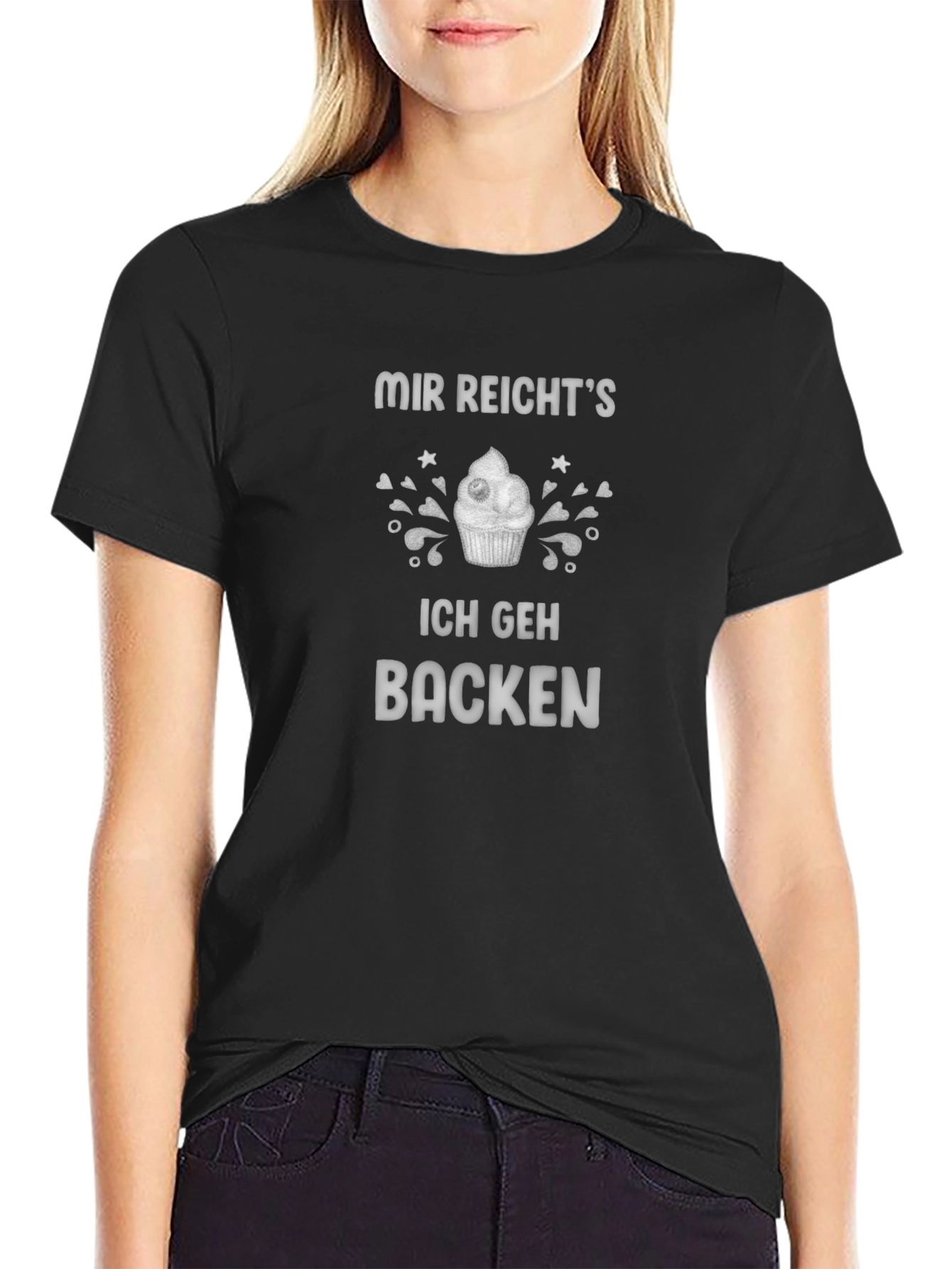 Camiseta Negra con Diseño de Repostería