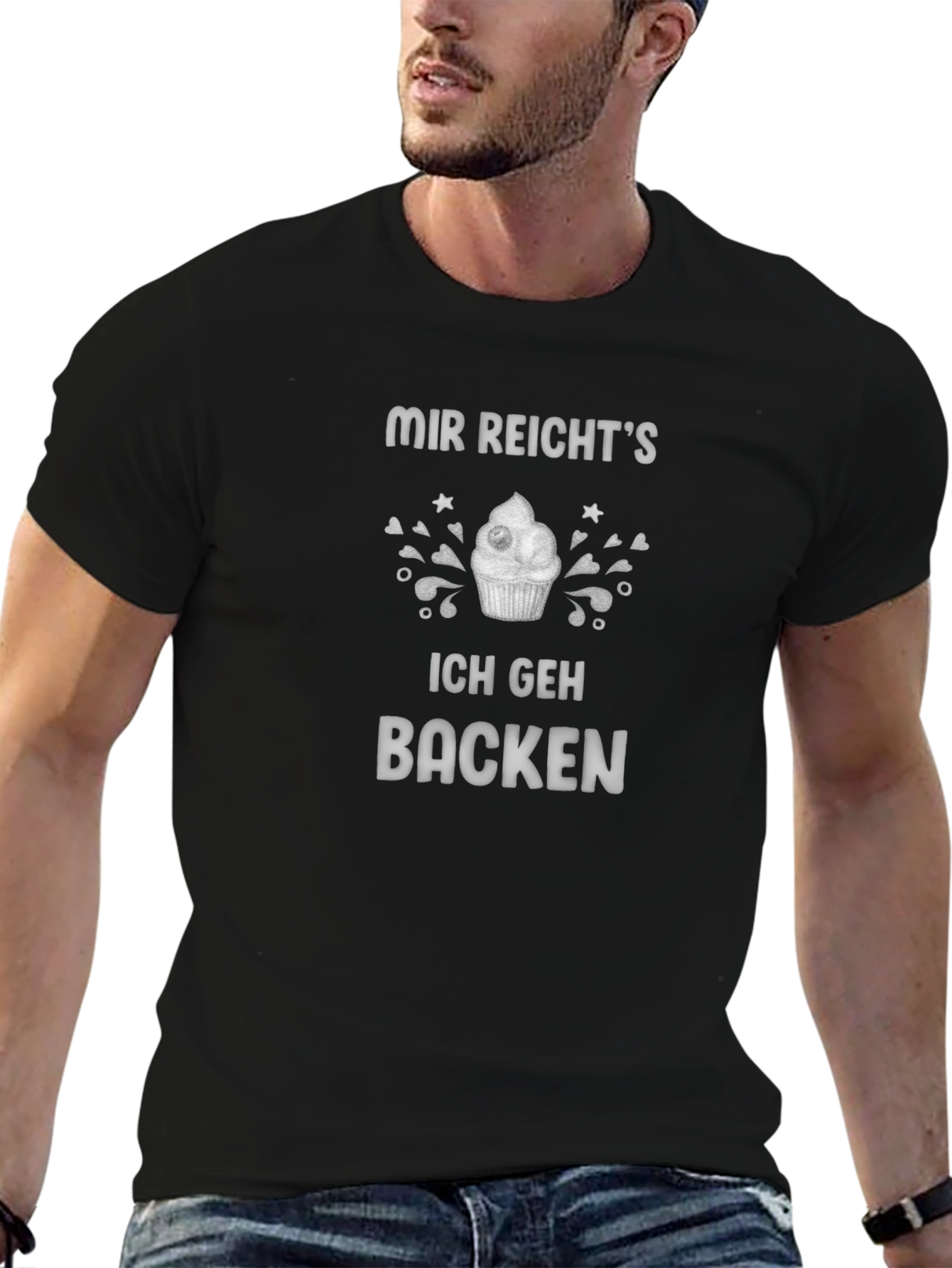 Camiseta Negra con Diseño de Repostería
