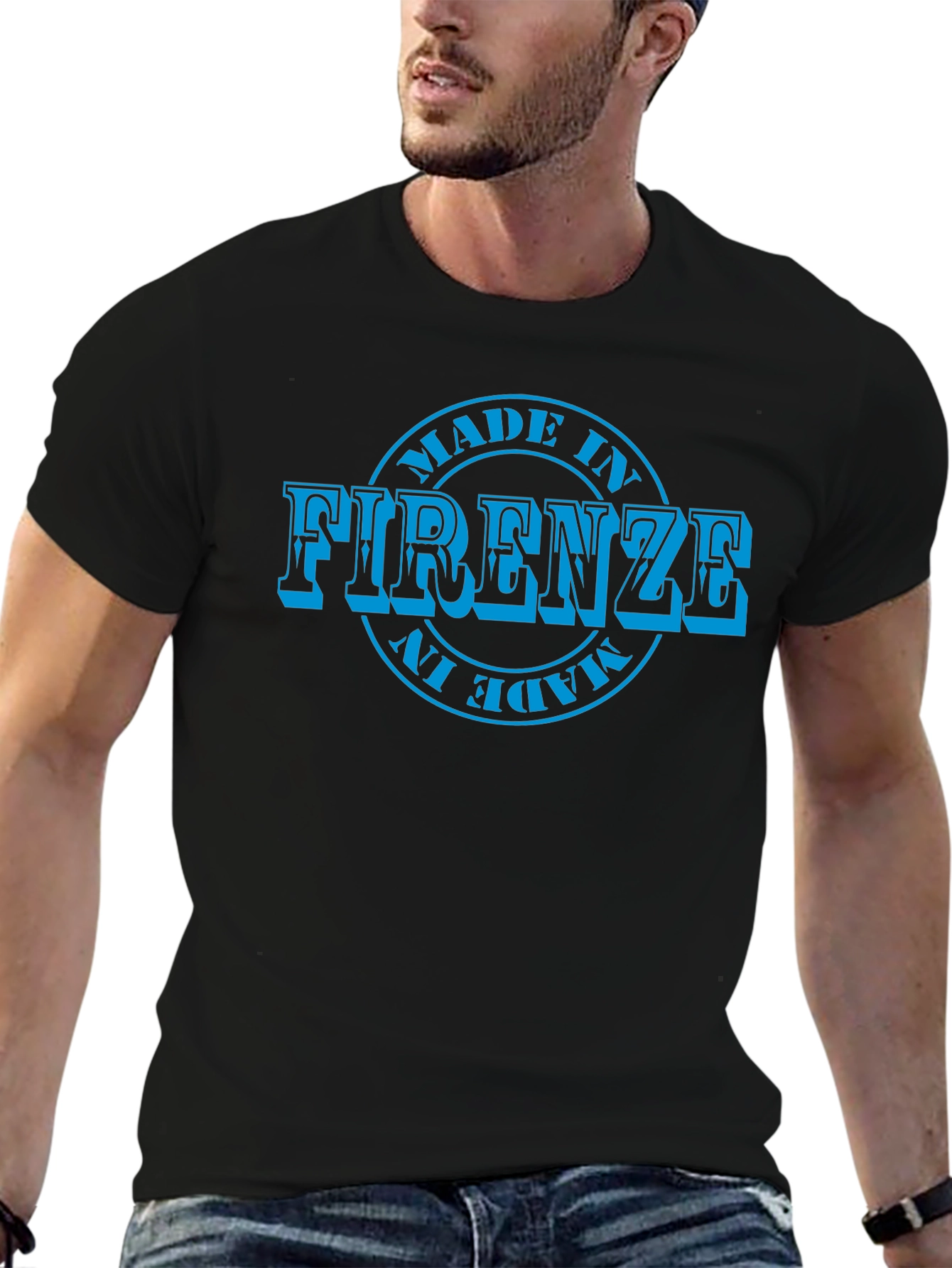 Camiseta Negra Hombre - Diseño Made in Firenze