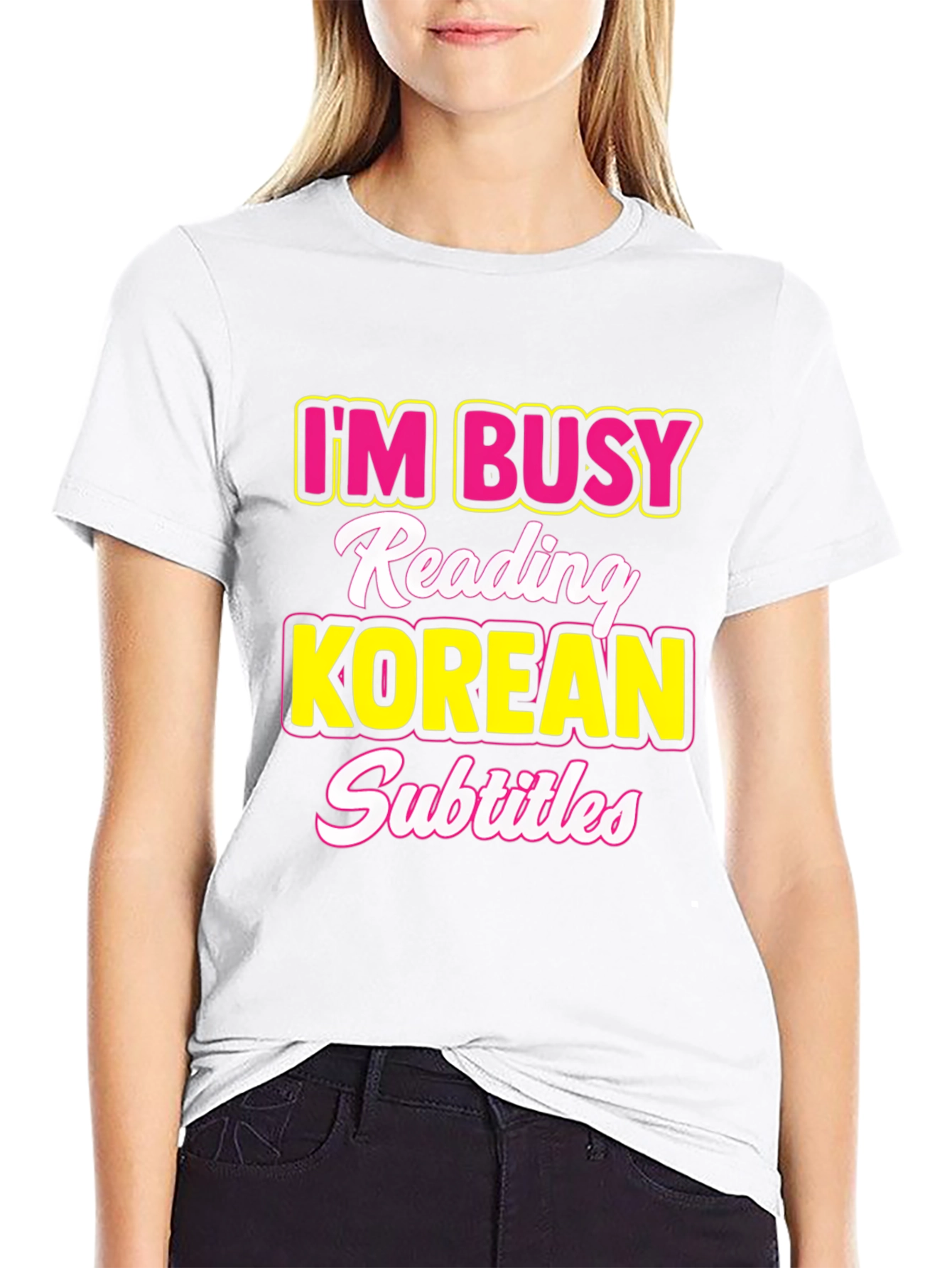 Camiseta Hombre: Estoy Ocupado Subtítulos Coreanos