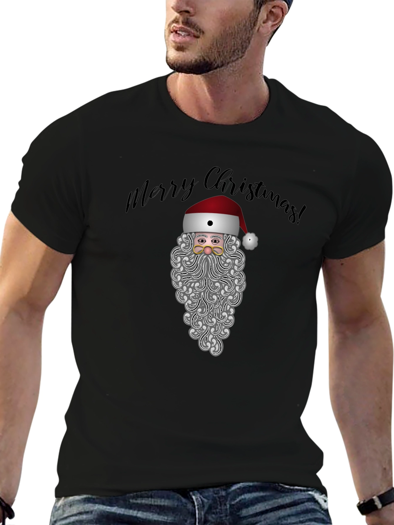 Camiseta Negra Navideña Santa Claus
