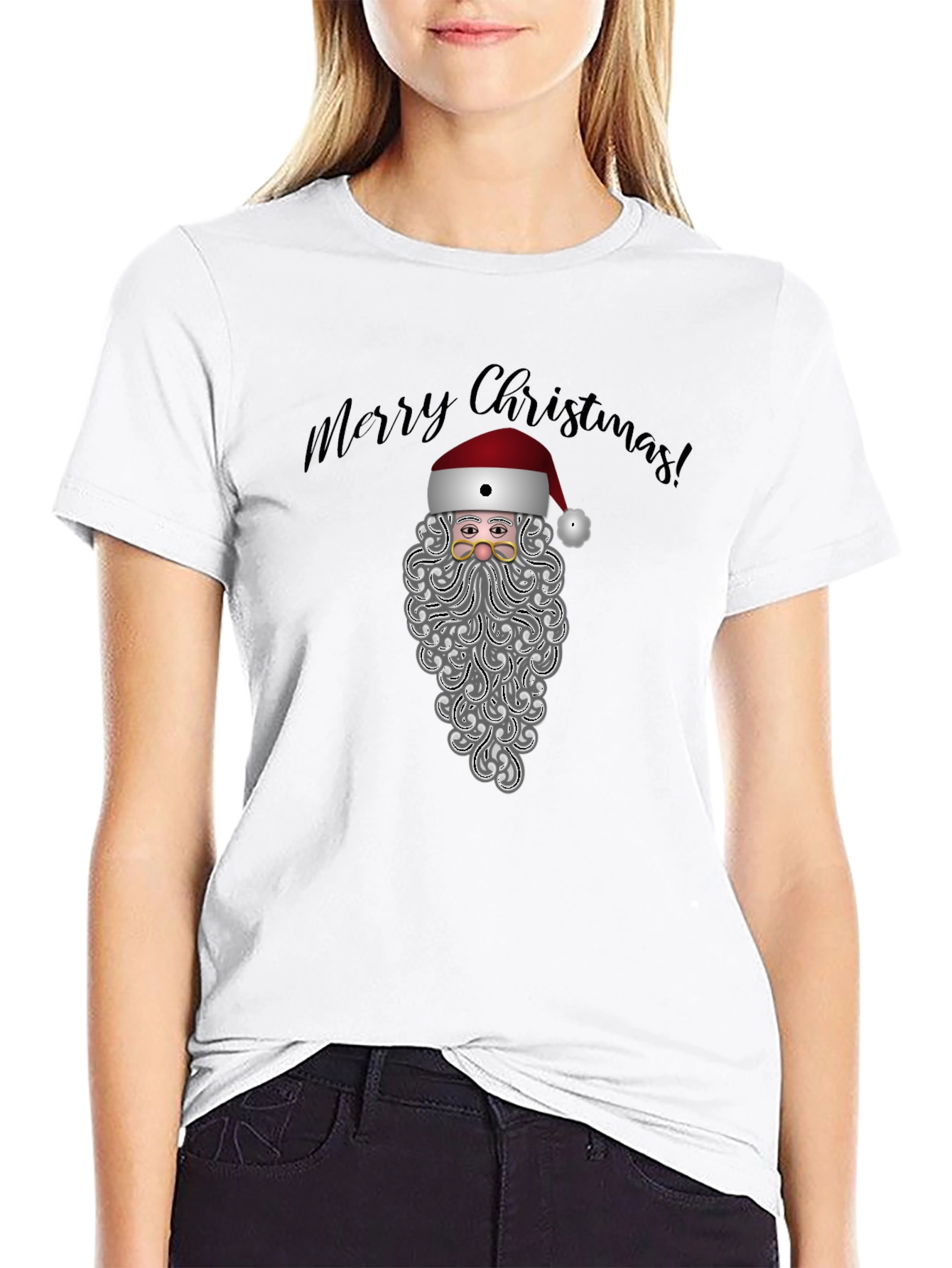 Camiseta Negra Navideña Santa Claus