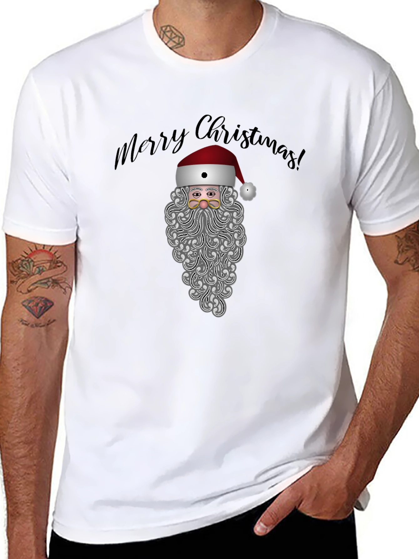 Camiseta Negra Navideña Santa Claus