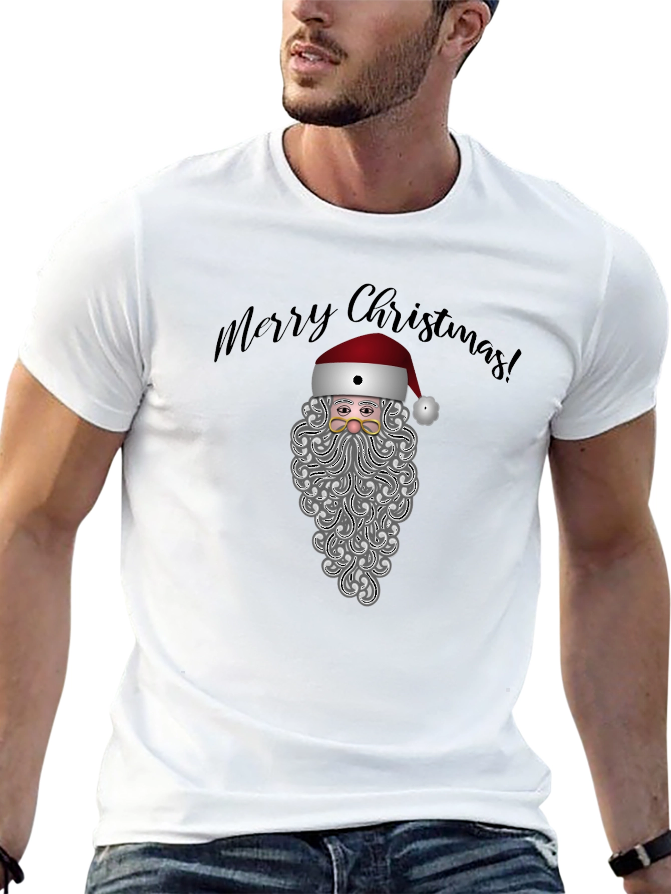 Camiseta Negra Navideña Santa Claus