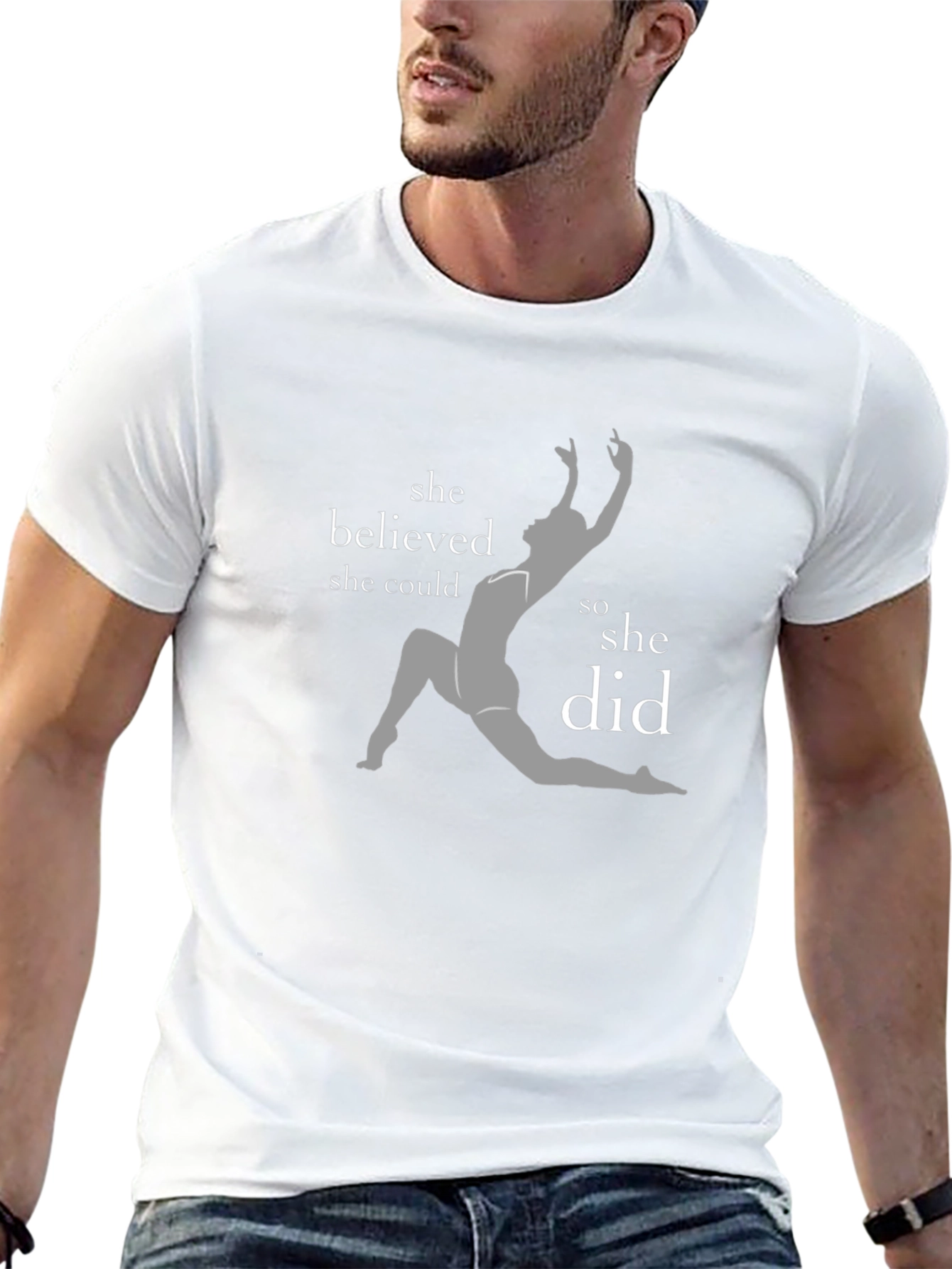 Camiseta Negra con Diseño de Gimnasta