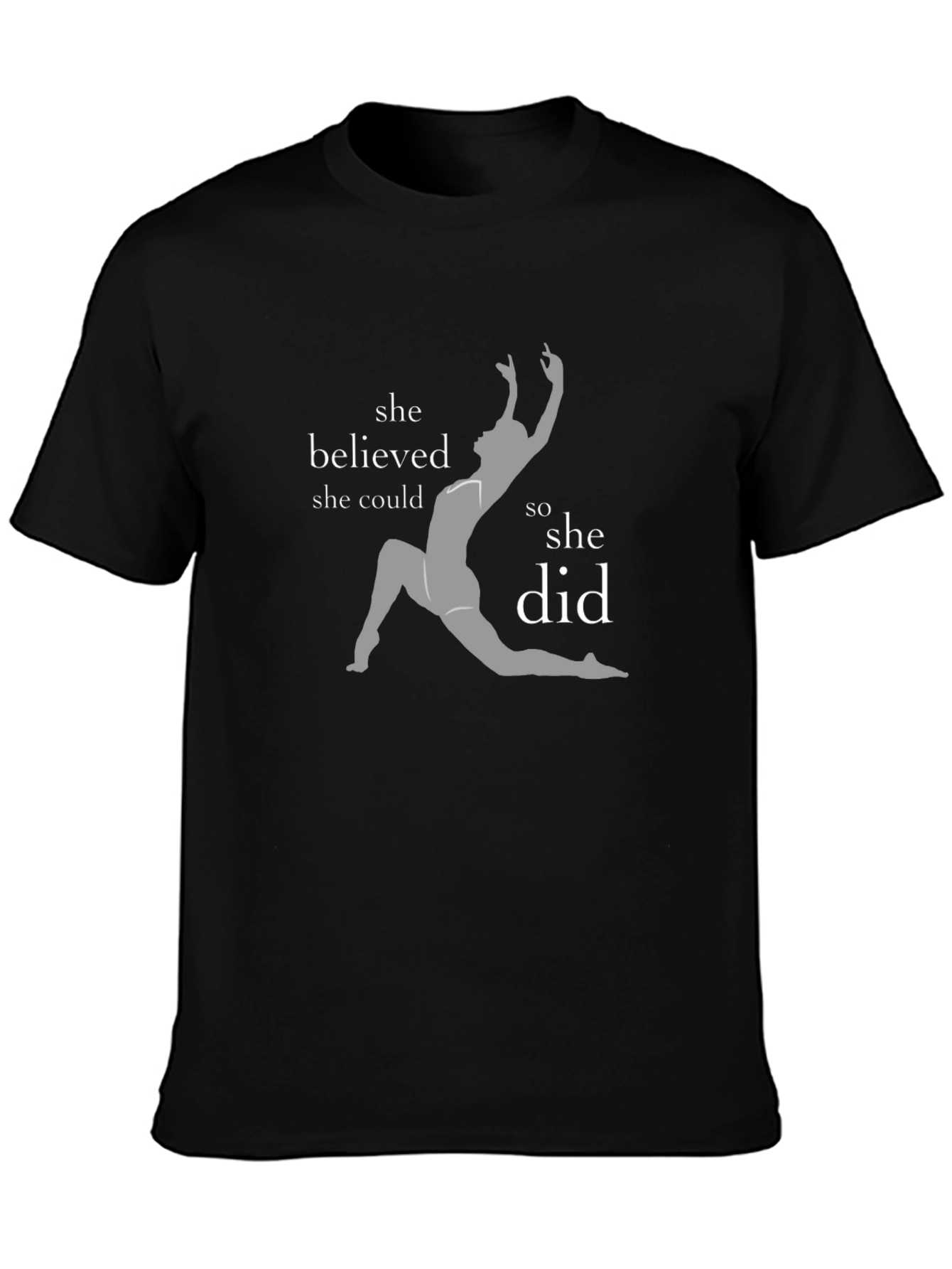 Camiseta Negra con Diseño de Gimnasta