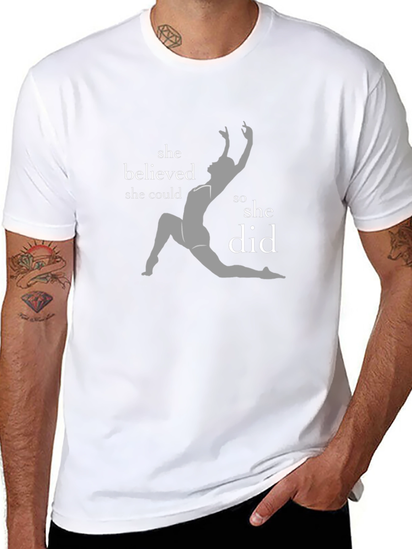 Camiseta Negra con Diseño de Gimnasta