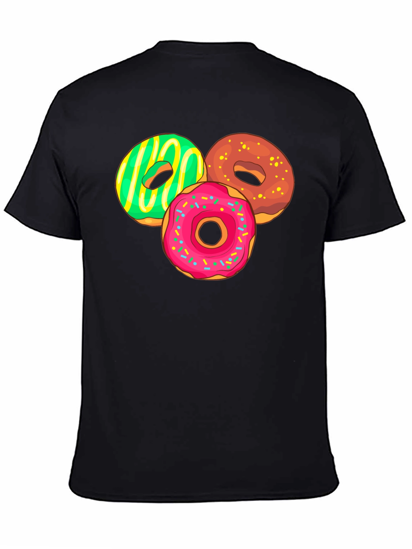 Camiseta Negra con Diseño de Donas