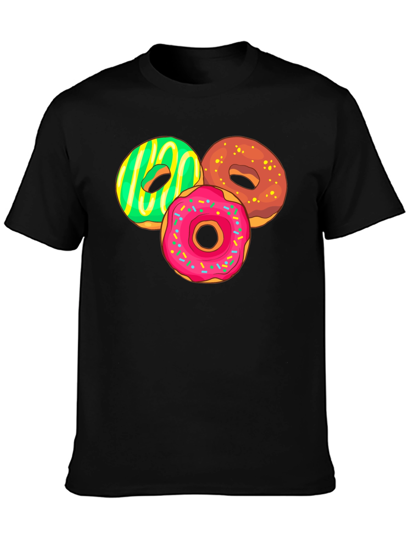 Camiseta Negra con Diseño de Donas