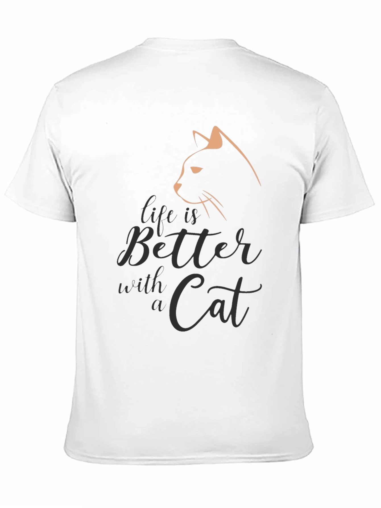 Camiseta Negra con Diseño de Gato Life is Better