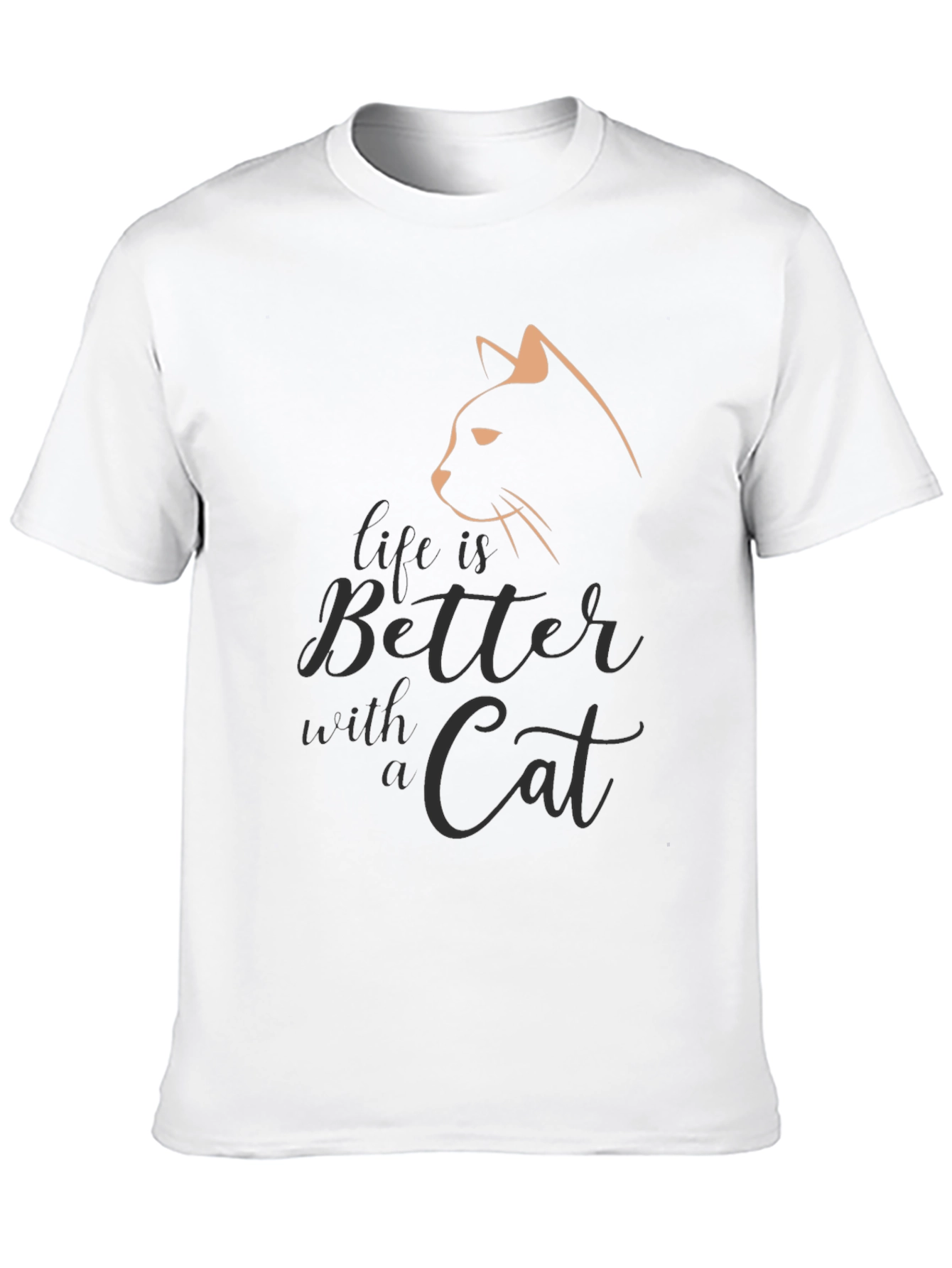 Camiseta Negra con Diseño de Gato Life is Better