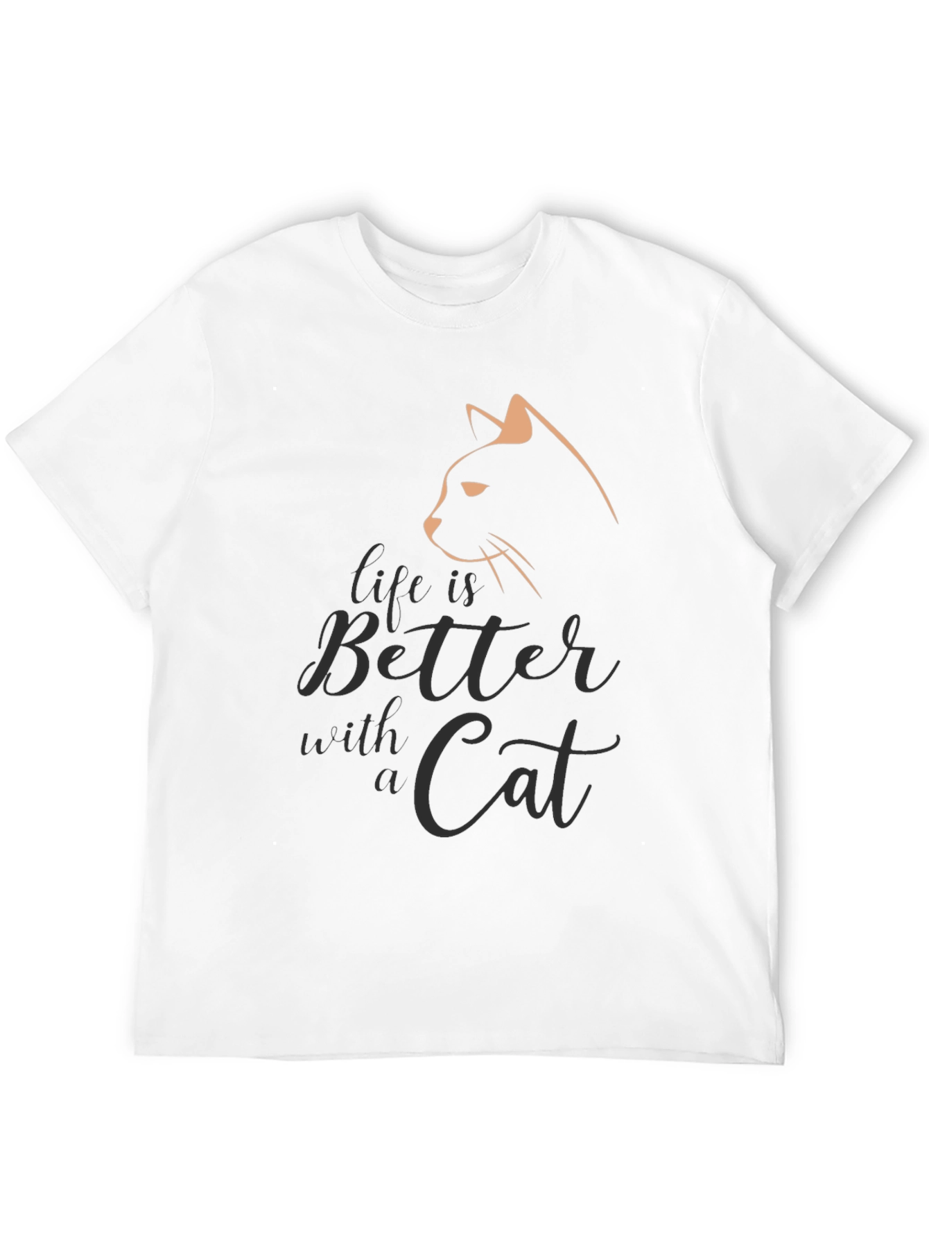 Camiseta Negra con Diseño de Gato Life is Better