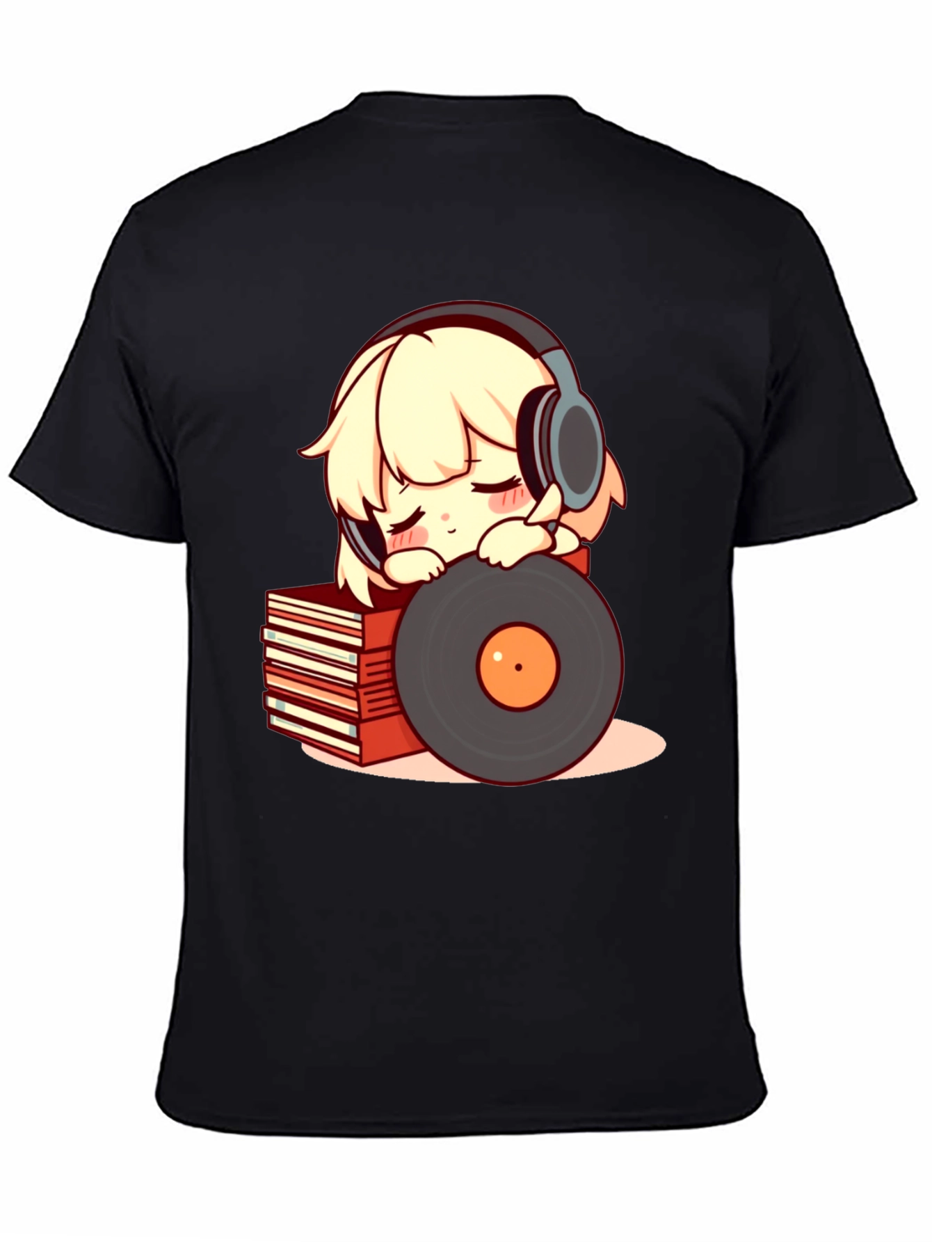 Camiseta Negra con Diseño de Anime Musical