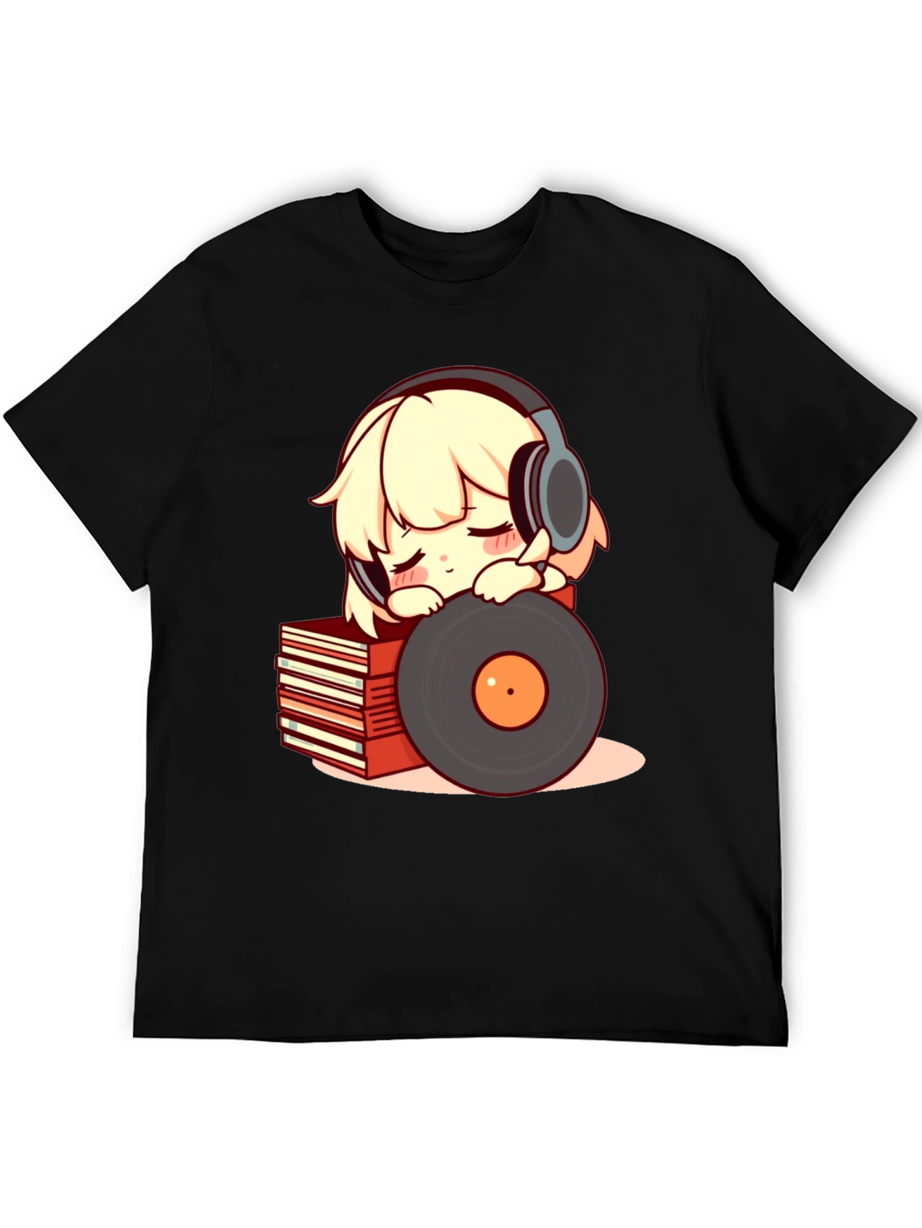 Camiseta Negra con Diseño de Anime Musical