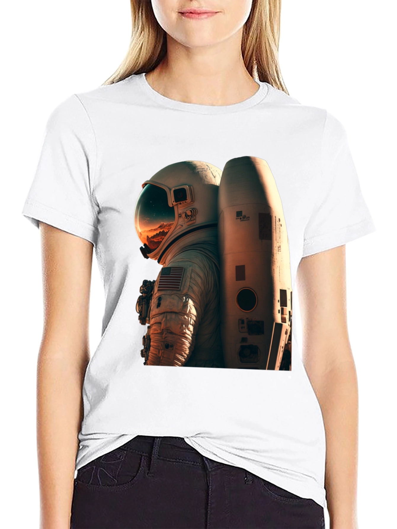 Camiseta Negra Astronauta Espacio Unisex