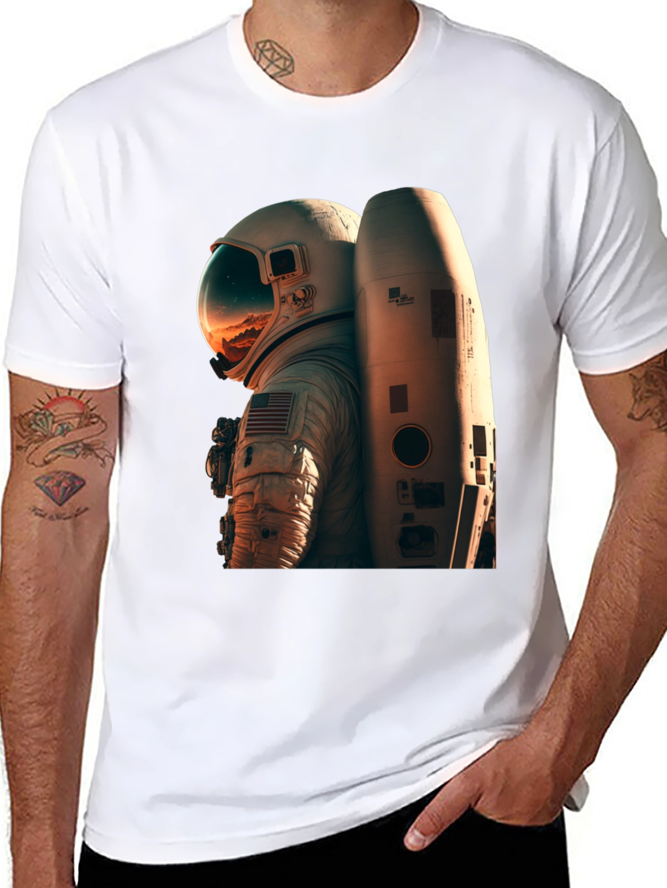 Camiseta Negra Astronauta Espacio Unisex