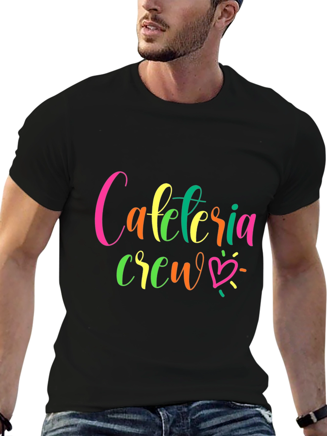 Camiseta Negra Cafeteria Crew para Personal de Comedor