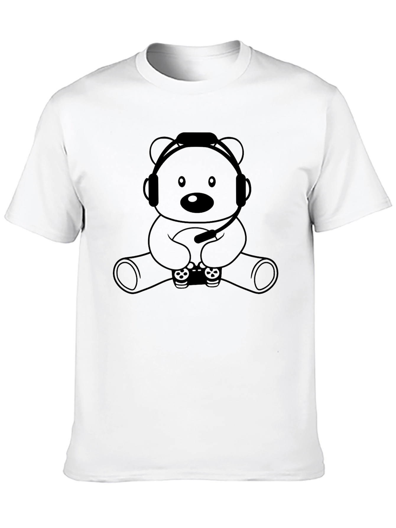 Camiseta Negra con Diseño de Oso Gamer