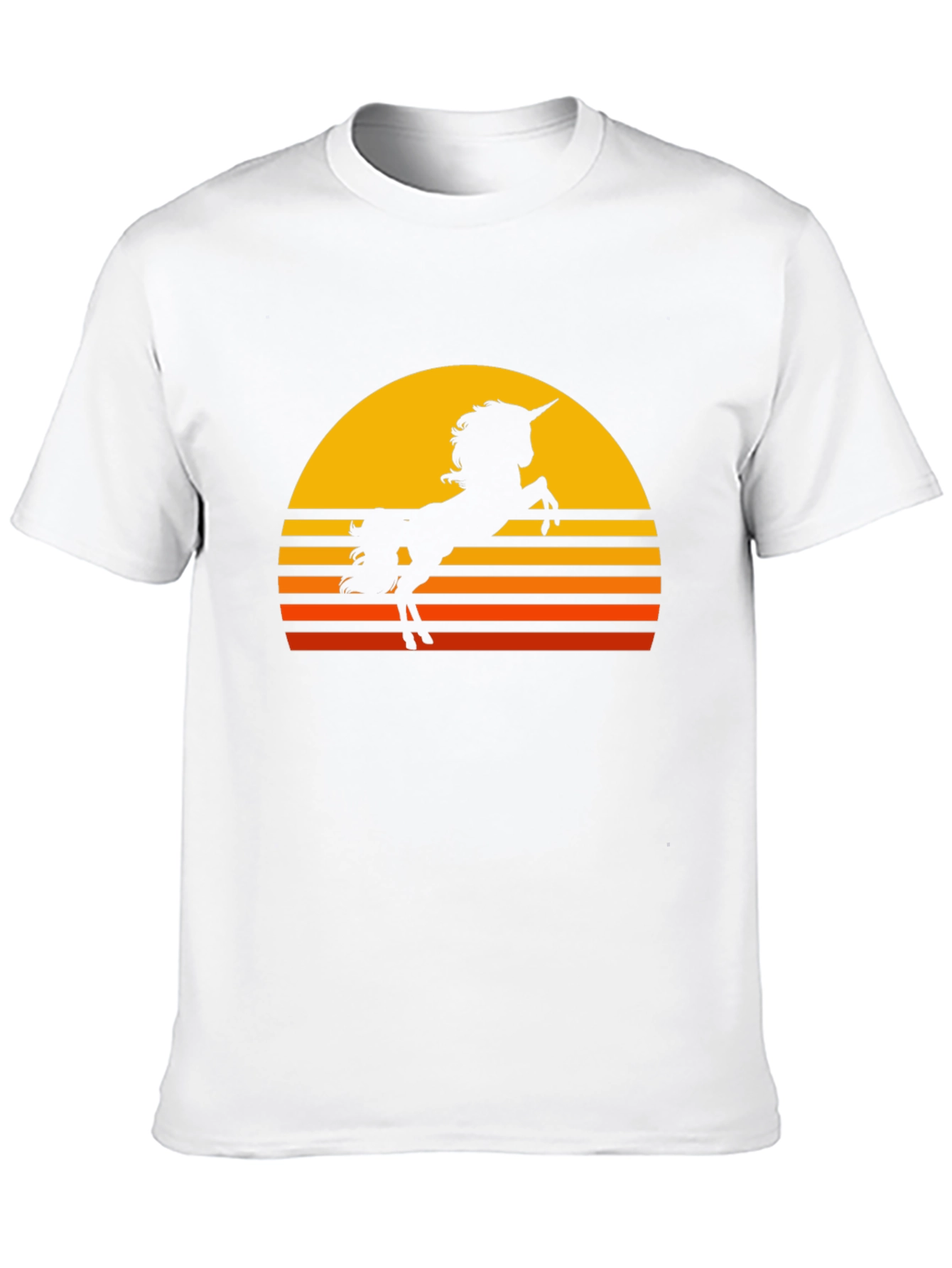 Camiseta Negra Unicornio Atardecer Retro
