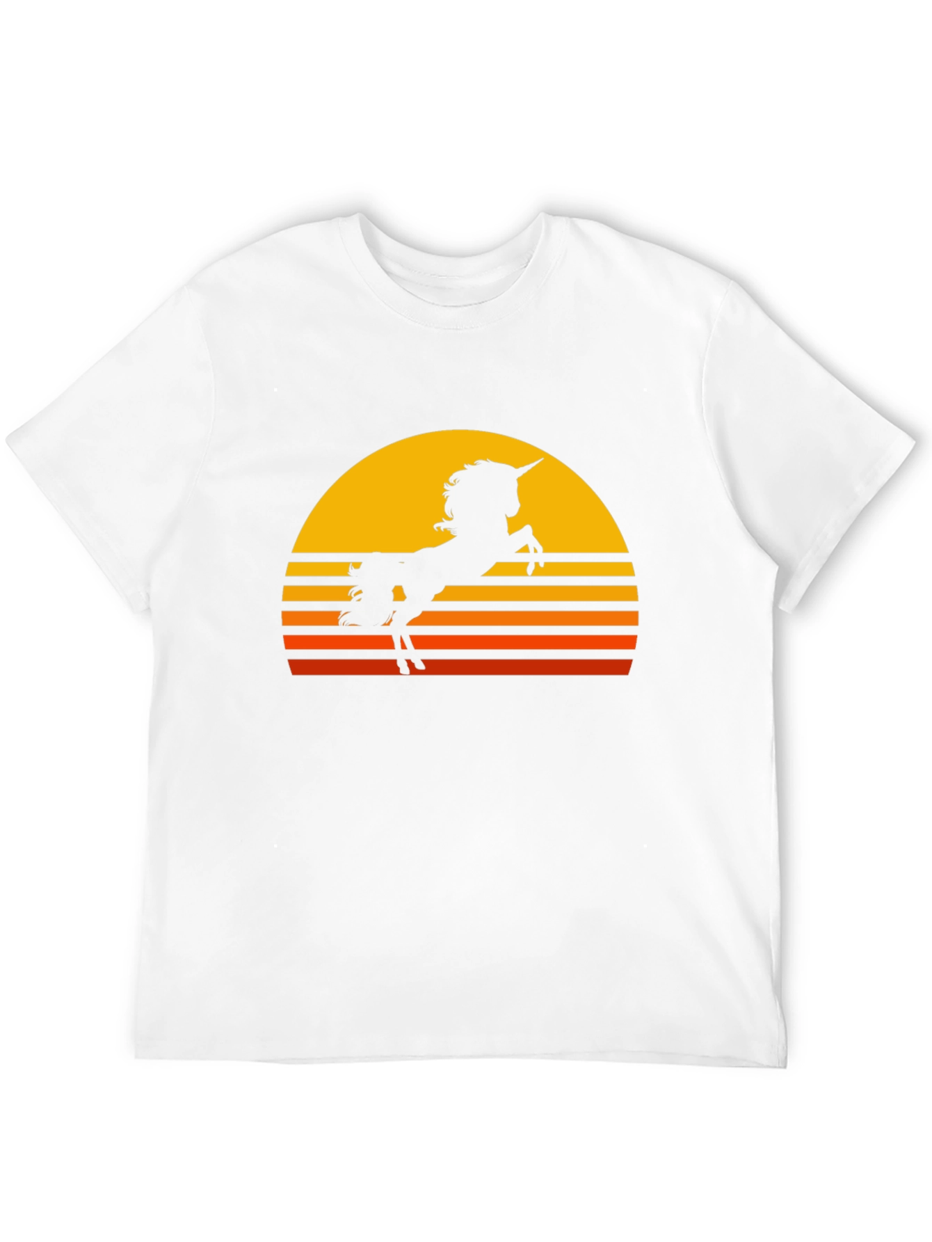 Camiseta Negra Unicornio Atardecer Retro