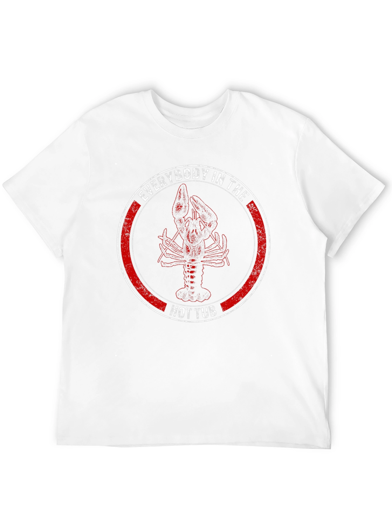 Camiseta Negra con Diseño de Langosta en Círculo Rojo