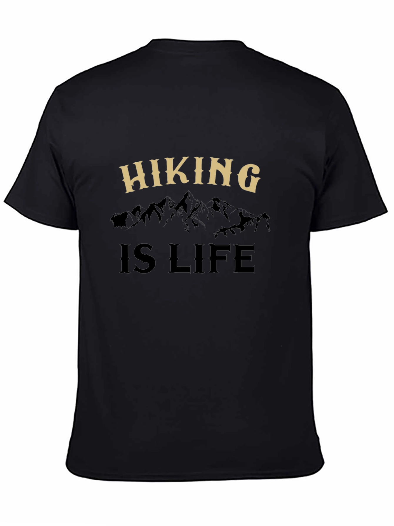 Camiseta Negra Hiking is Life para Aventureros