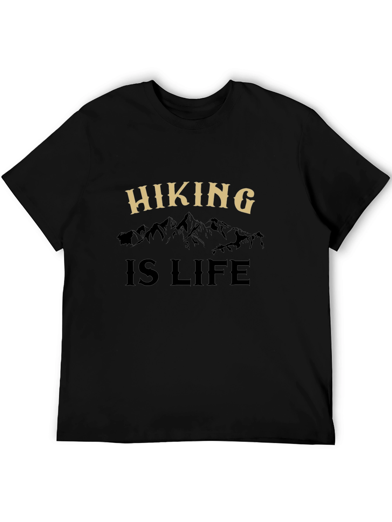 Camiseta Negra Hiking is Life para Aventureros