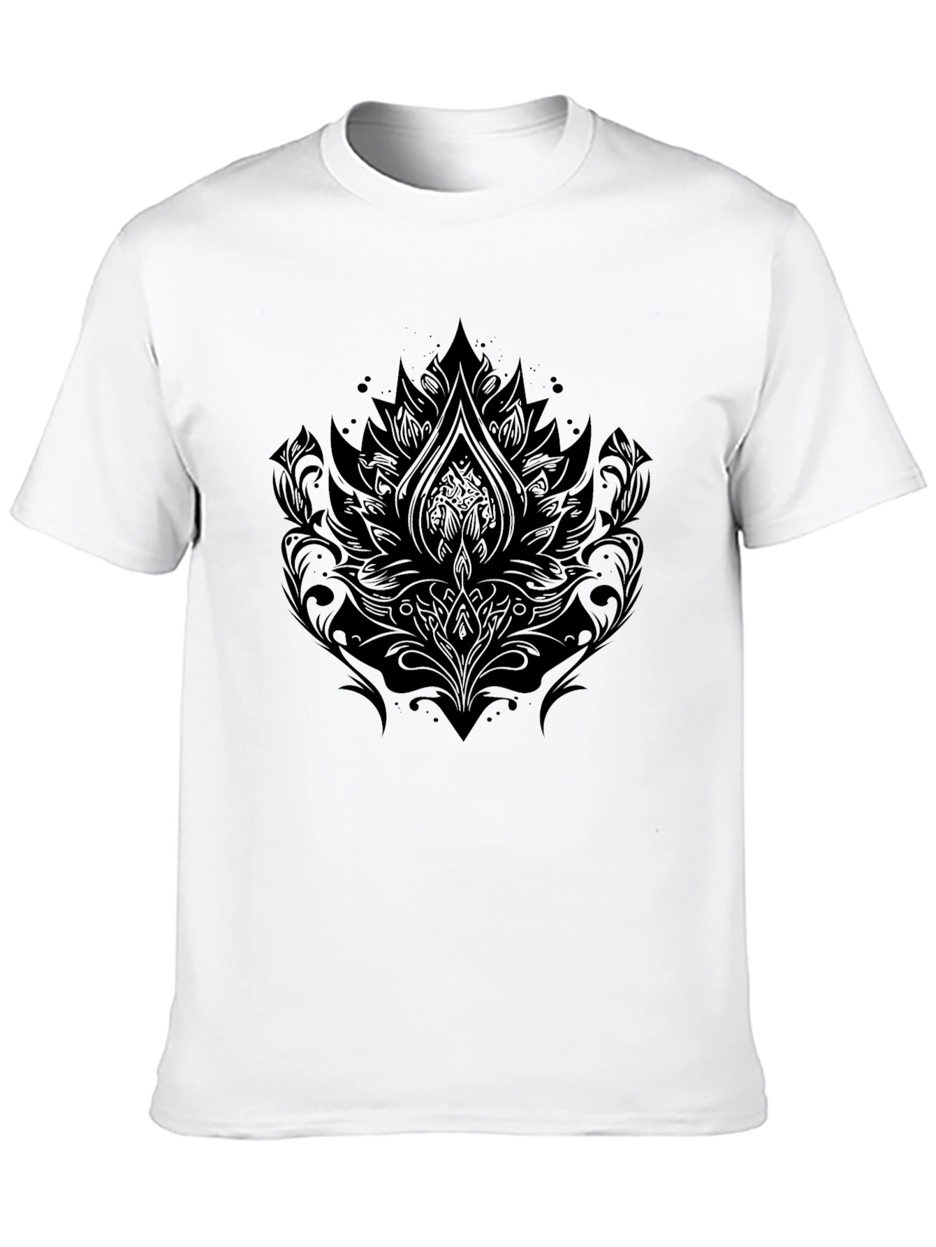 Camiseta Negra Hombre con Diseño Floral