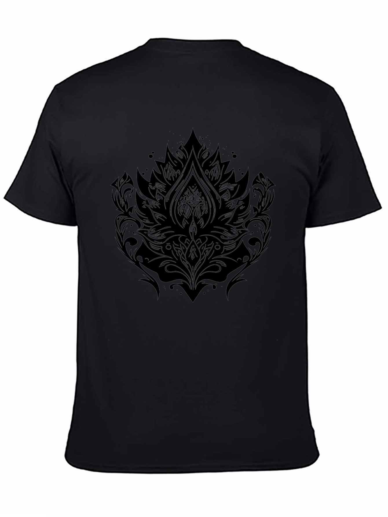 Camiseta Negra Hombre con Diseño Floral